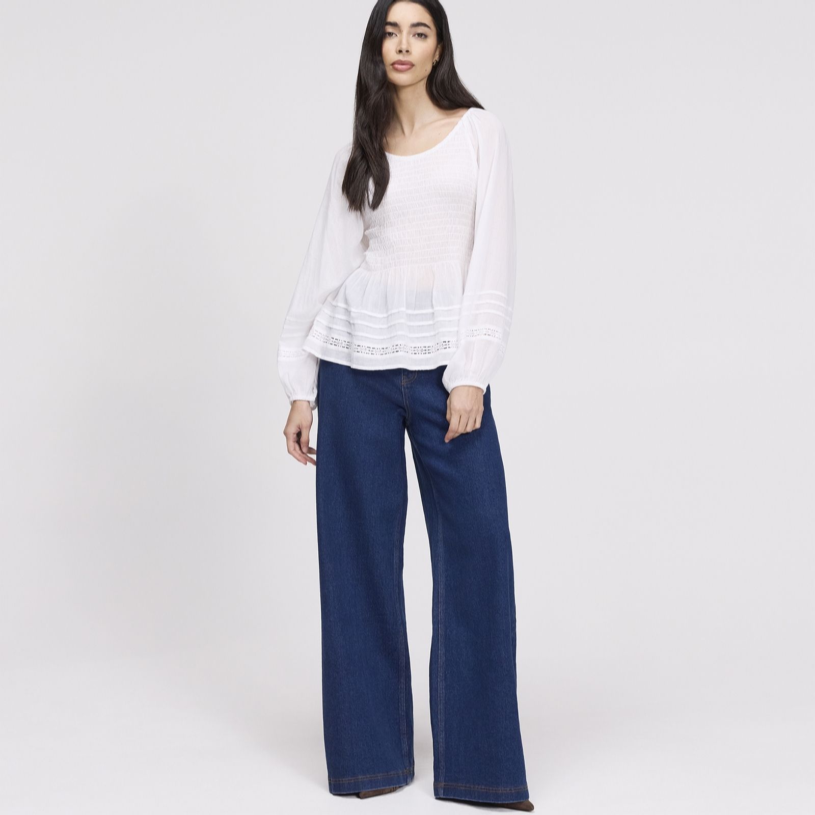 Finery London Cotton Voile Sheered Stretch Top women's