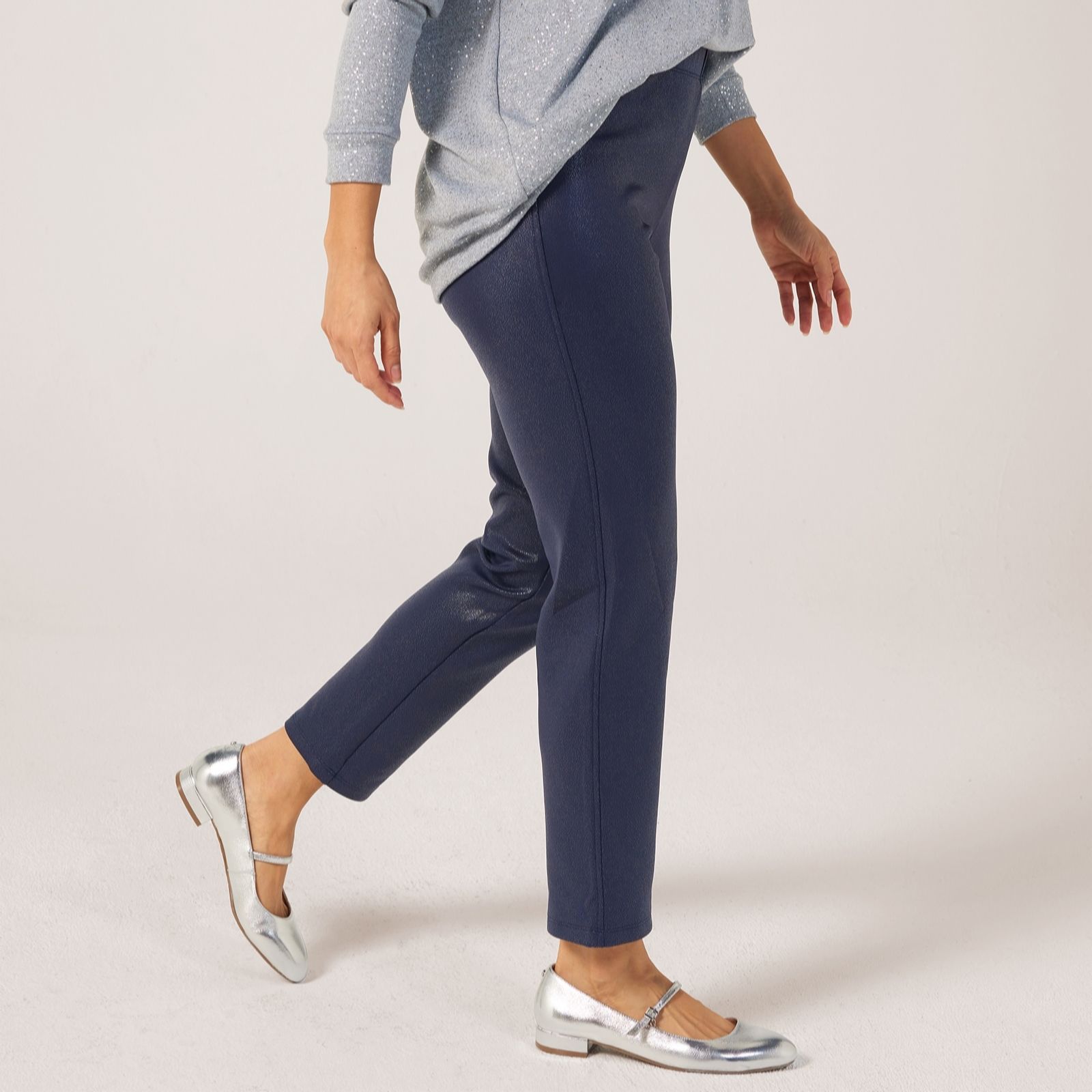 Kim & Co High Shine Croco Pleather Hailey Slim Leg Standard Trousers