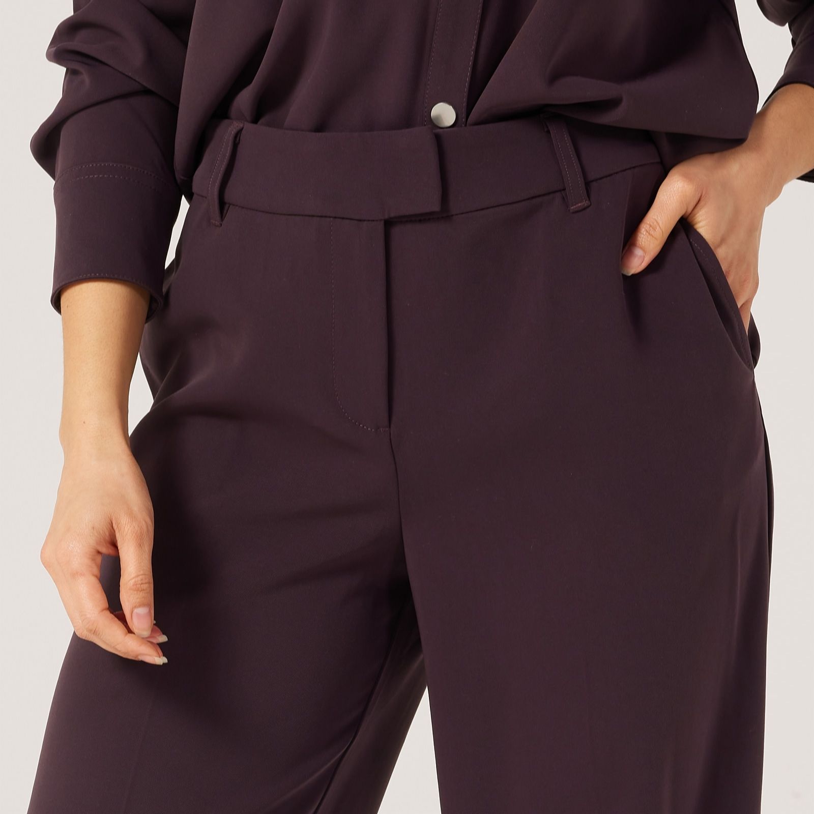 Ruth Langsford Dark Plum Wide Leg Crop Trousers Petite