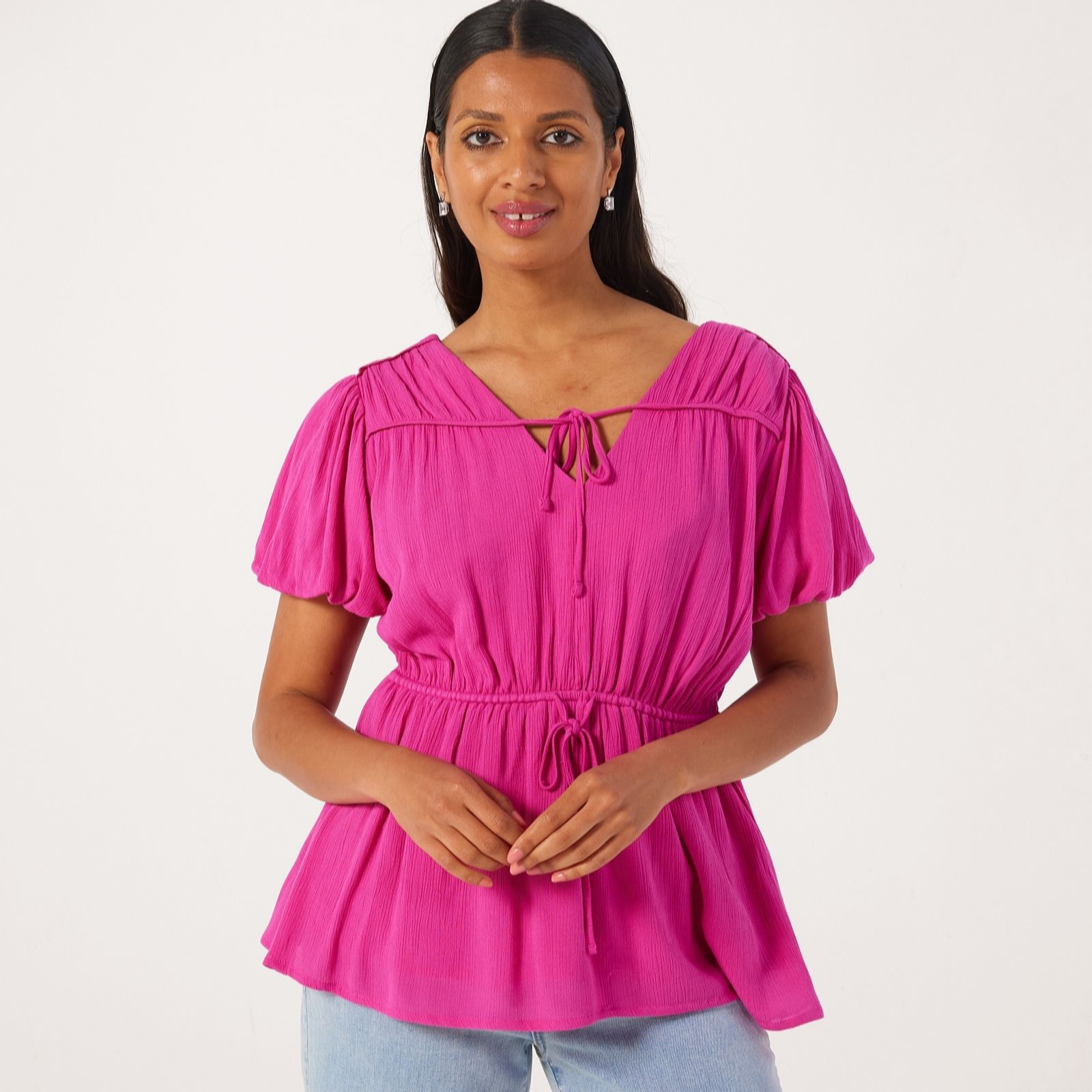Izabel London Short Sleeve Tie Detail Blouse