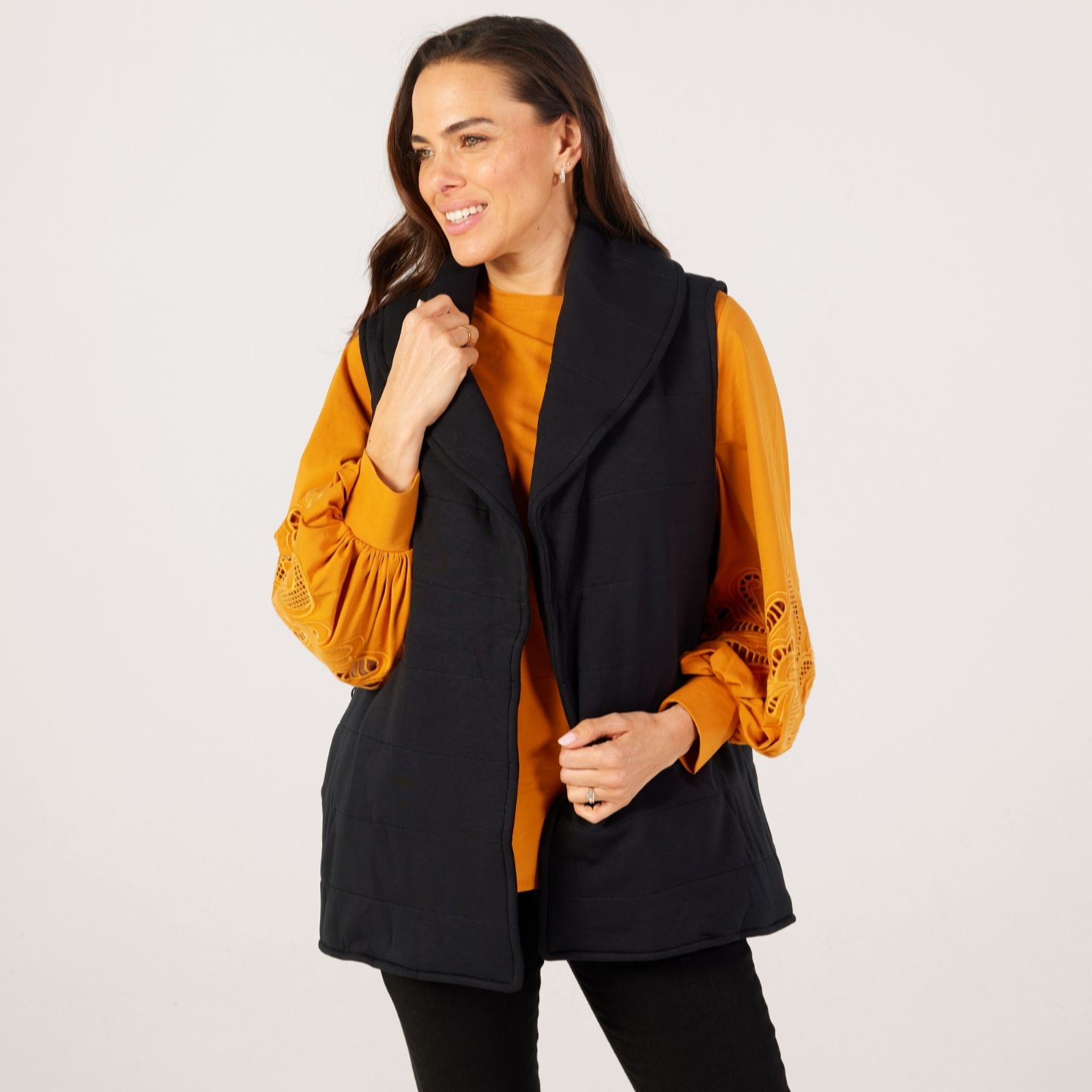 Marlawynne Blue Mirage Collection Quilted Cloud Knit Gilet