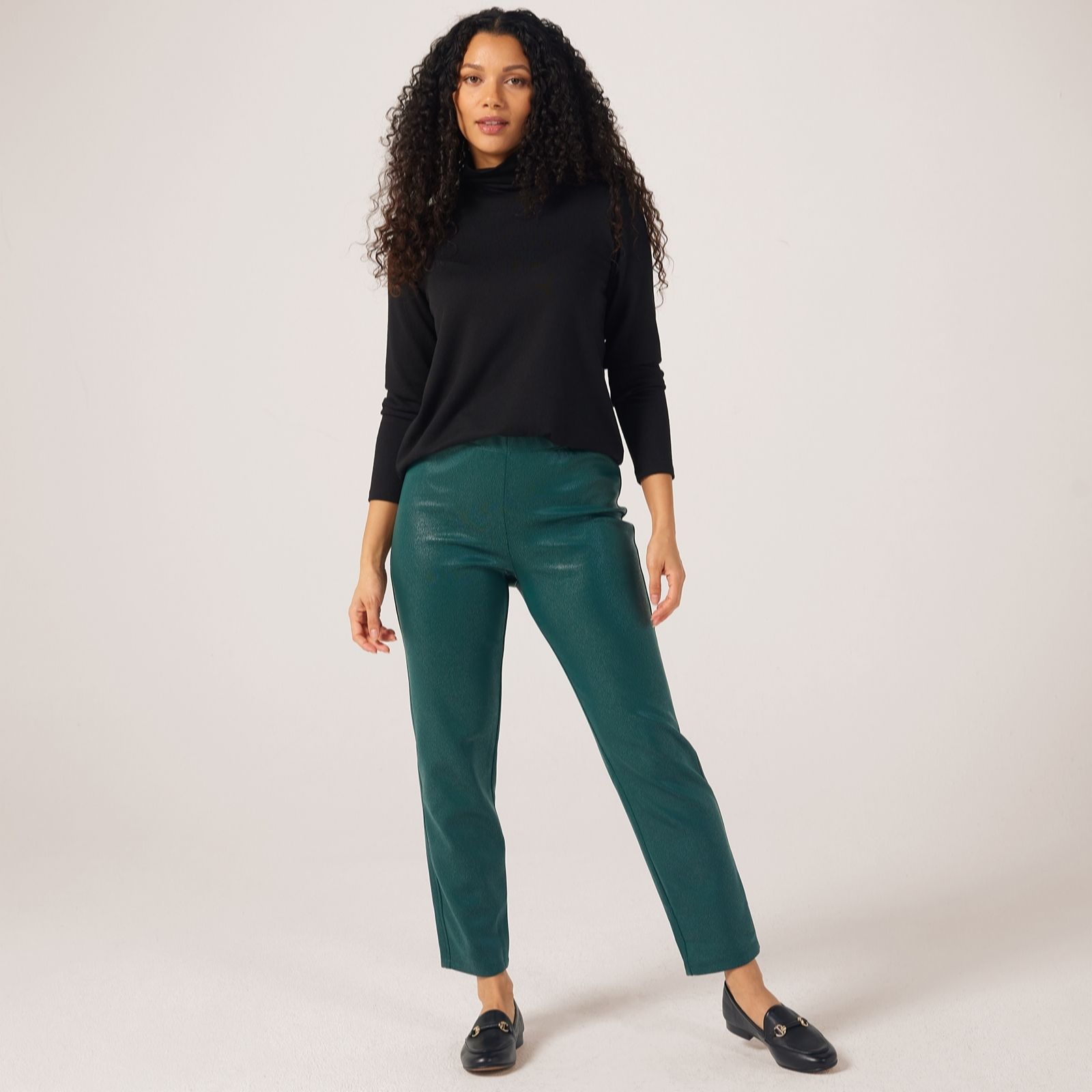 Kim & Co High Shine Croco Pleather Hailey Slim Leg Petite Trousers