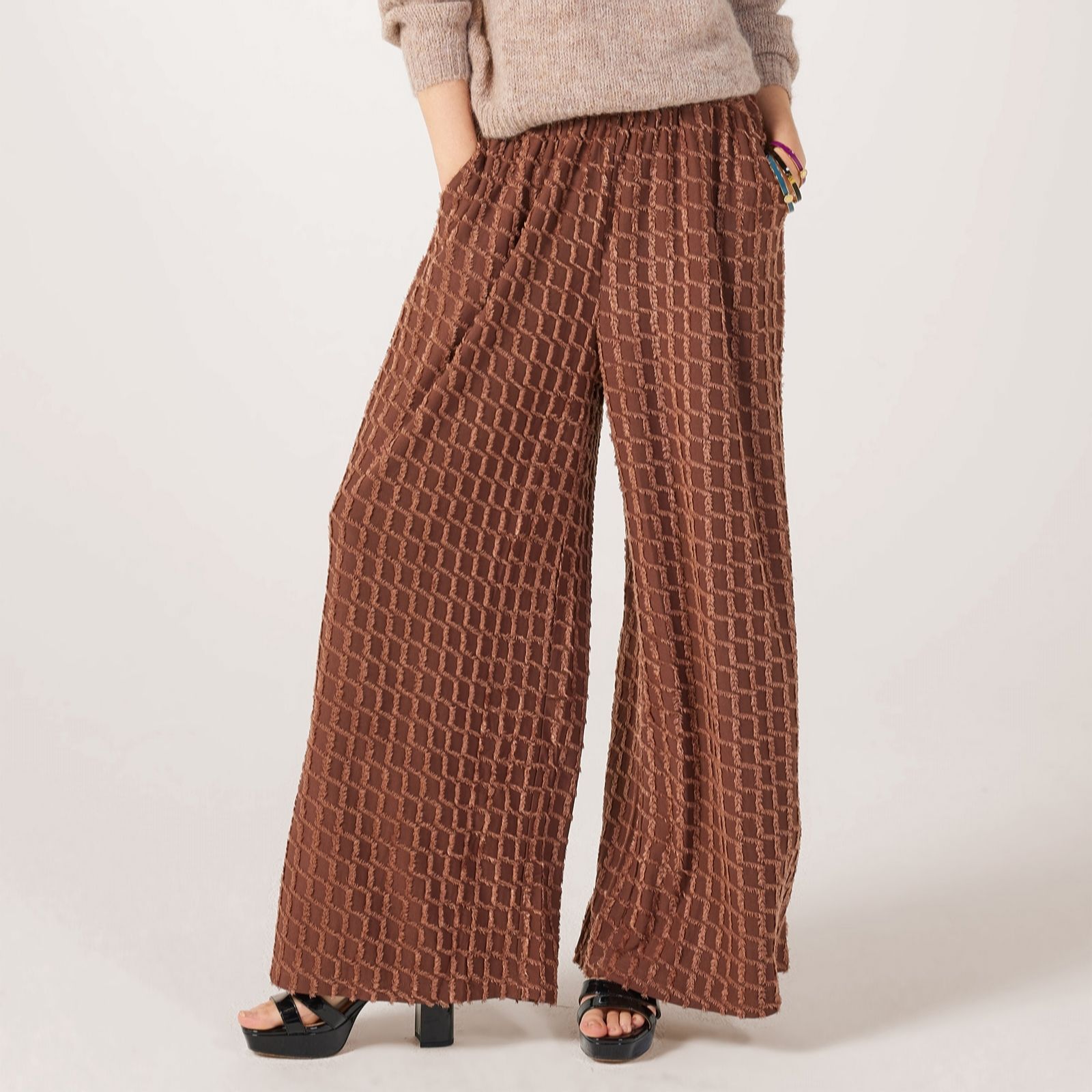 Frank Usher Textured Jersey Wide Leg Trousers