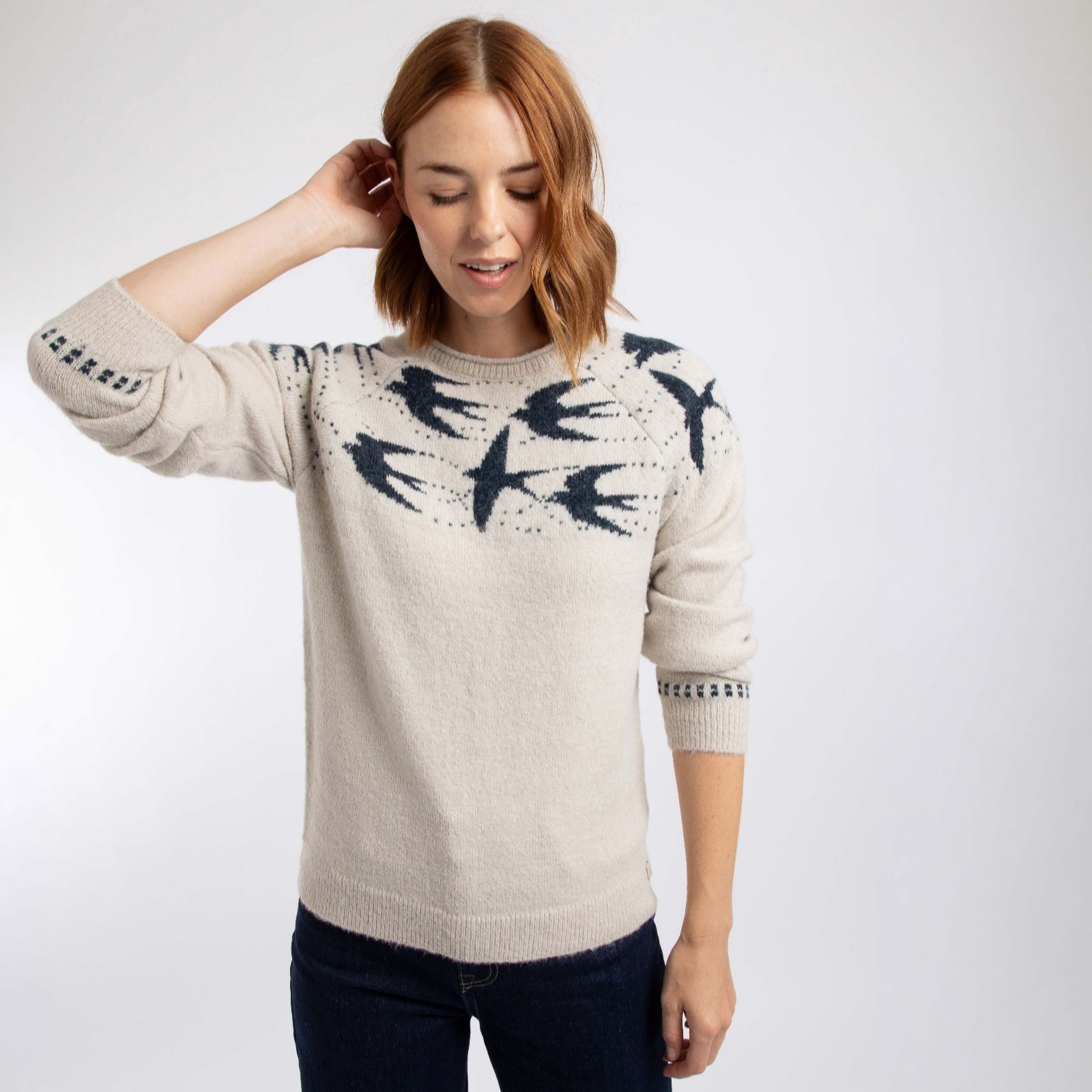 Weird Fish Swallows Intarsia Fair Isle Jumper women's