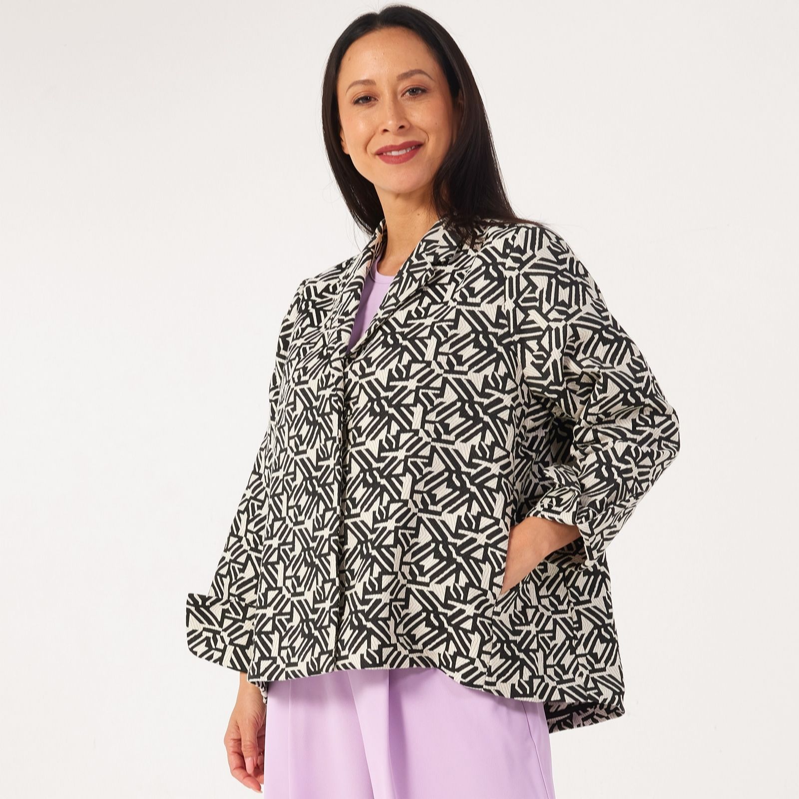 Marlawynne Women's Black Orchid Collection Jacquard Summer Light Jacket