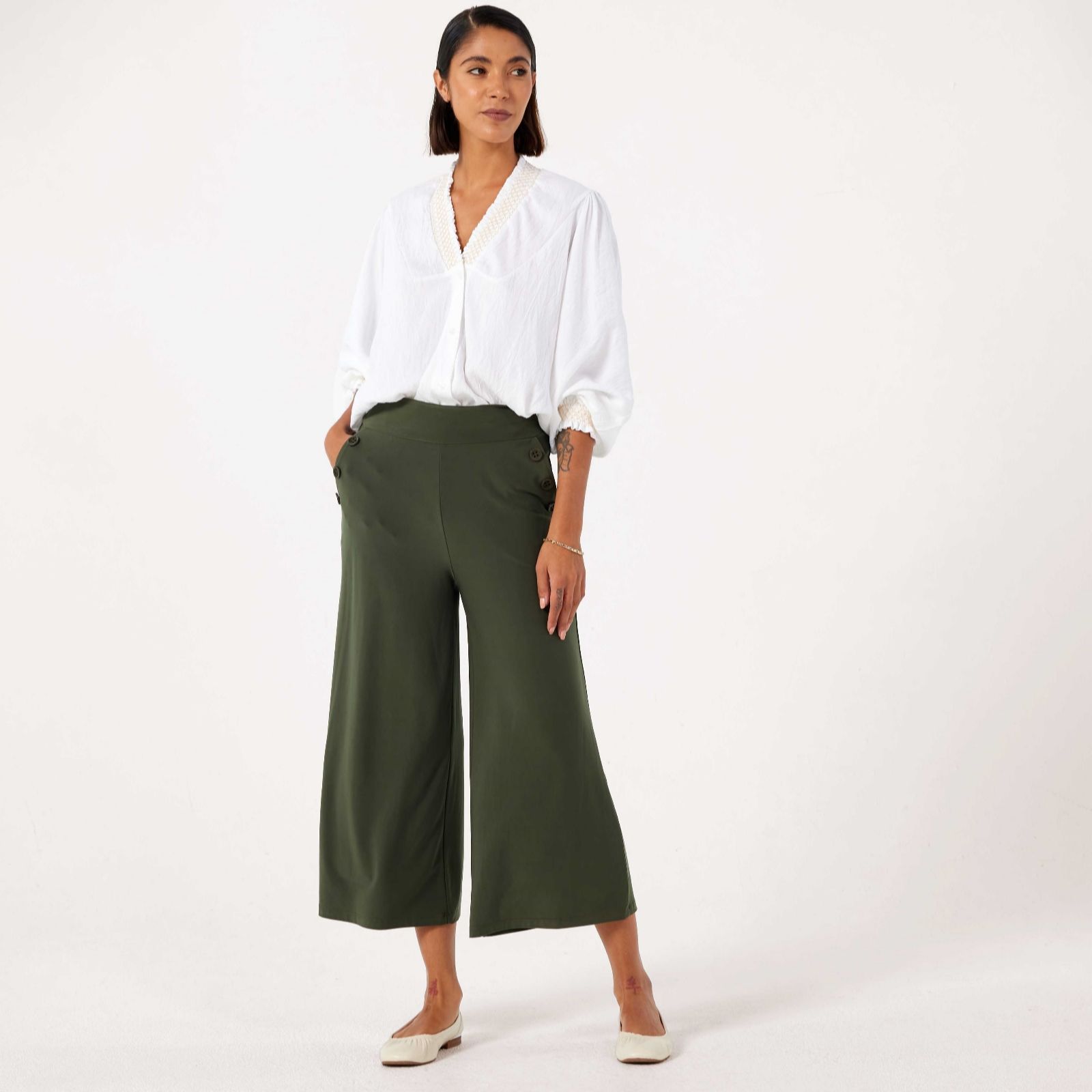 Kim & Co Black Deluxe Brazil Jersey Sailor Cropped Trouser Standard