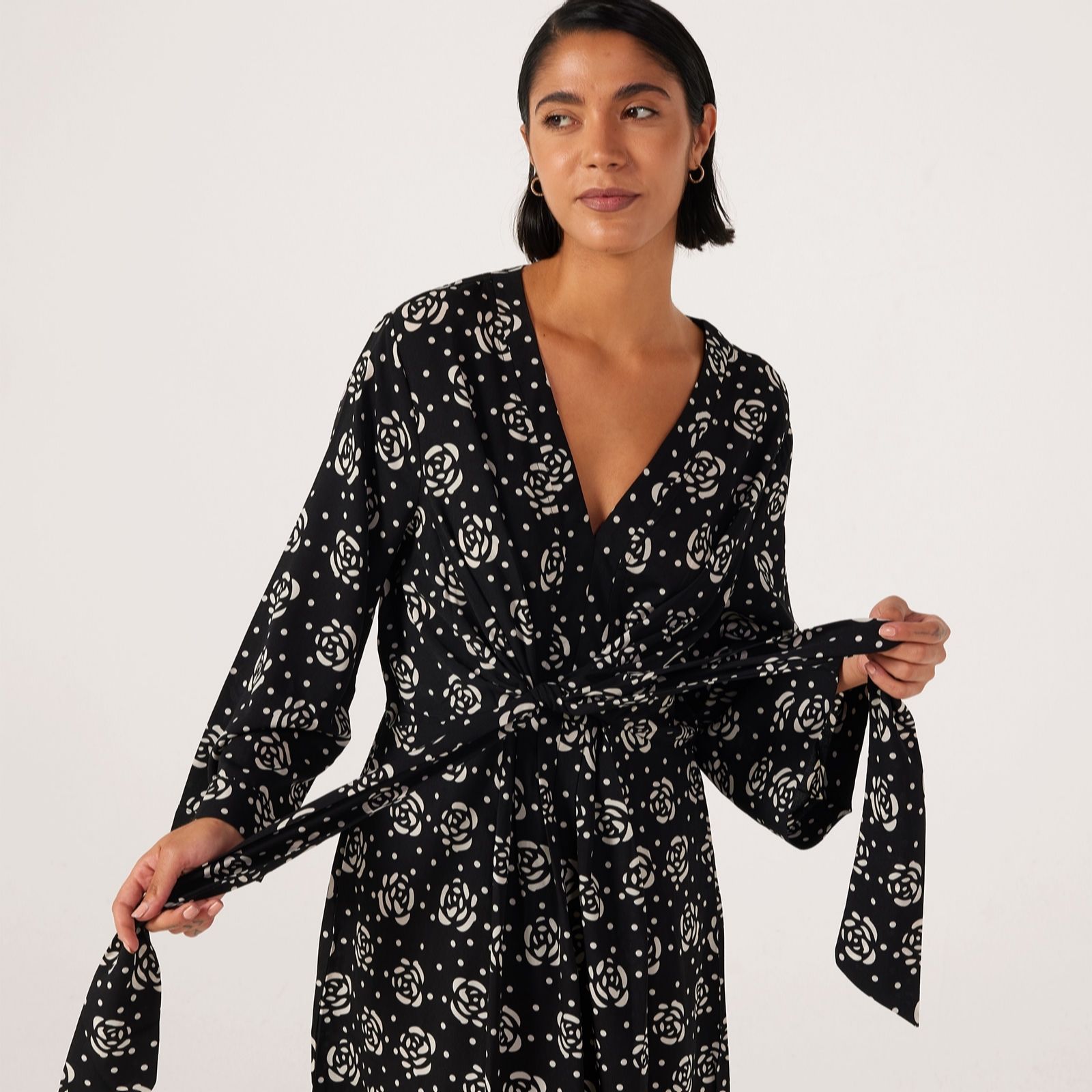 Frank Usher Knee Length Printed Dress With Tie Front Detail