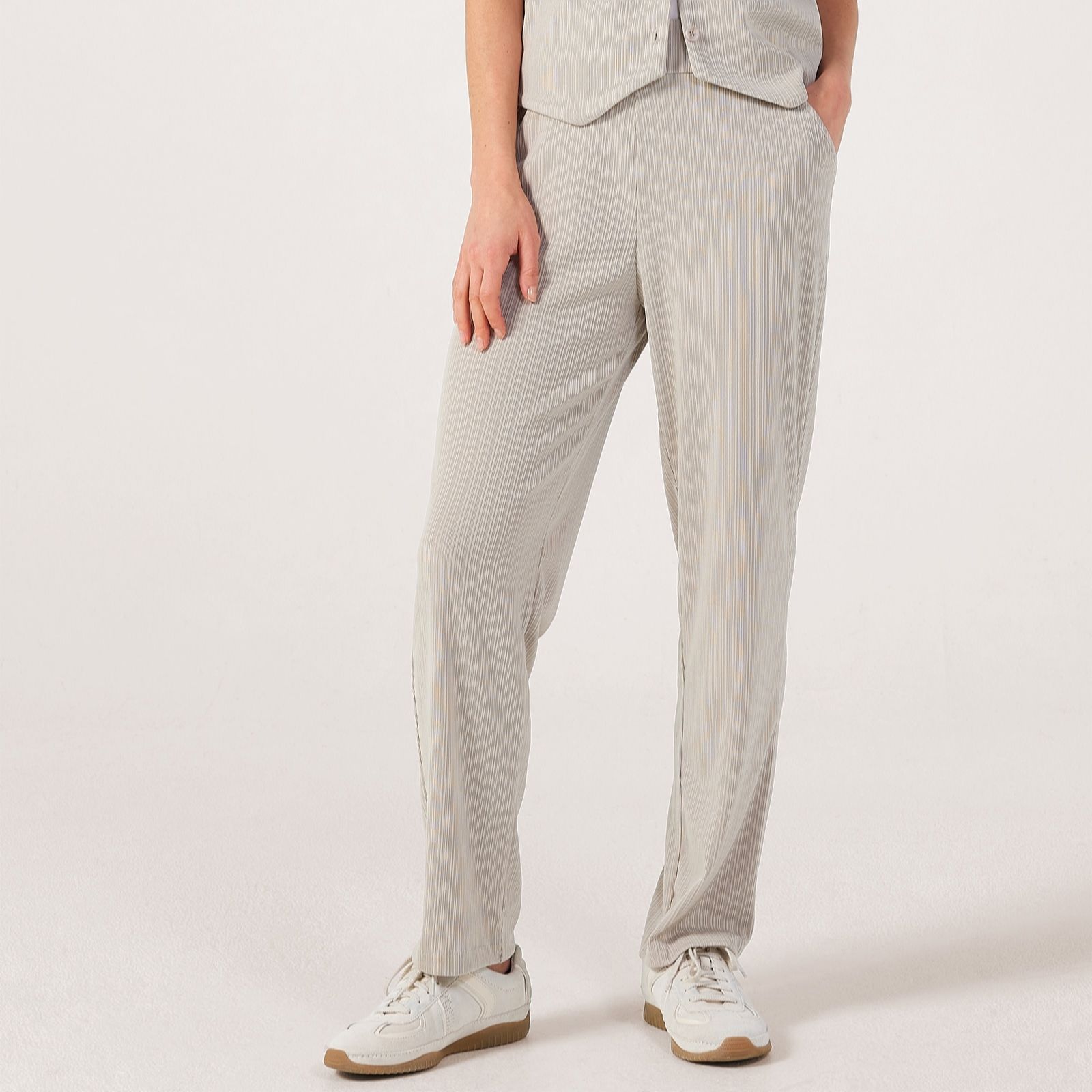 Kim & Co Black Textured Rib Narrow Leg Krissy Petite Trousers