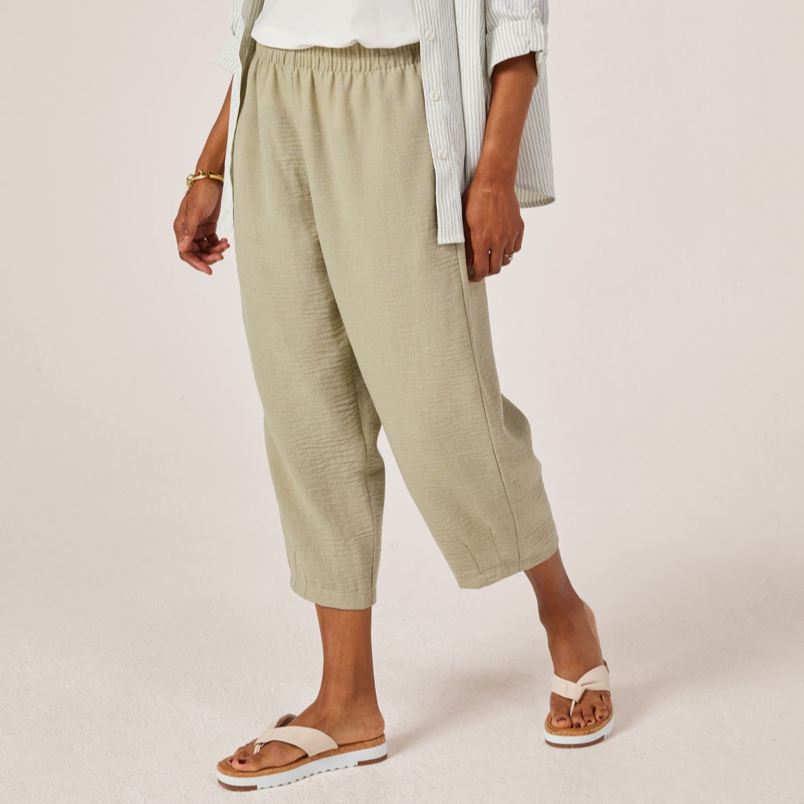 Kim & Co Black Linen Feel Cropped Mila Carrot Standard Trousers