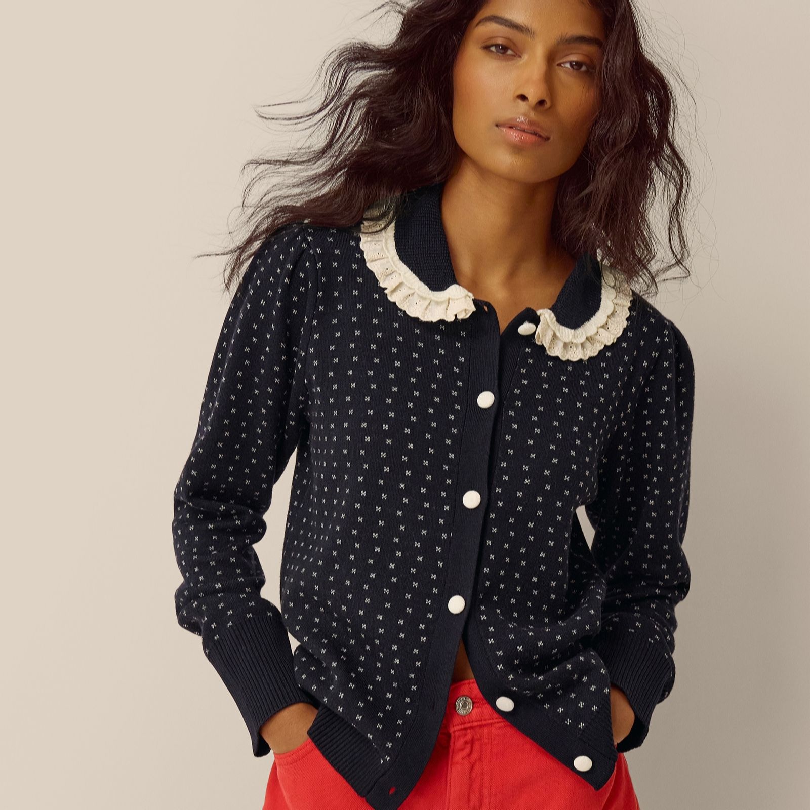 Monsoon Women's Navy Camila Collar Detail Cardigan