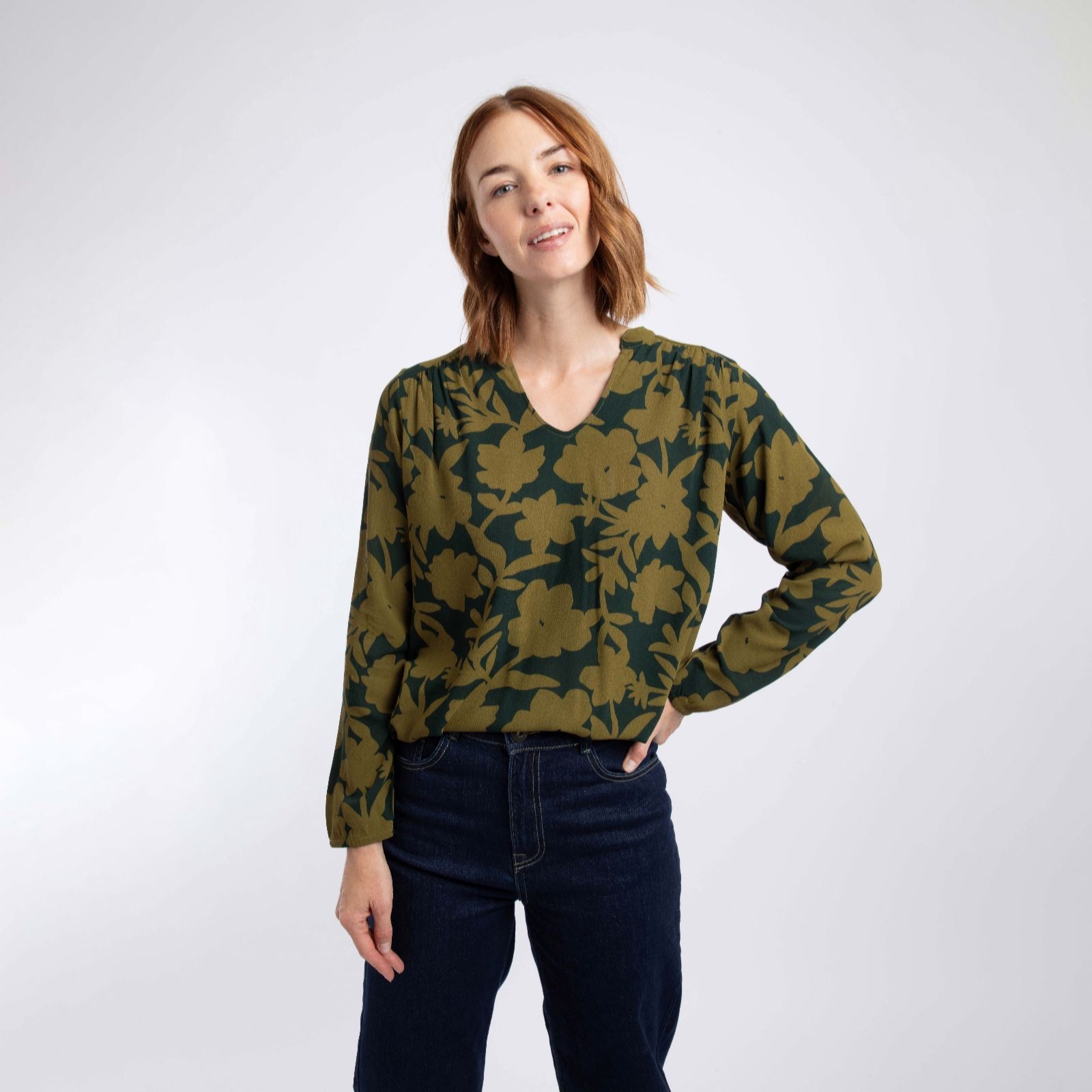 Weird Fish Louizon Crepe Viscose Printed V Neck Top women's