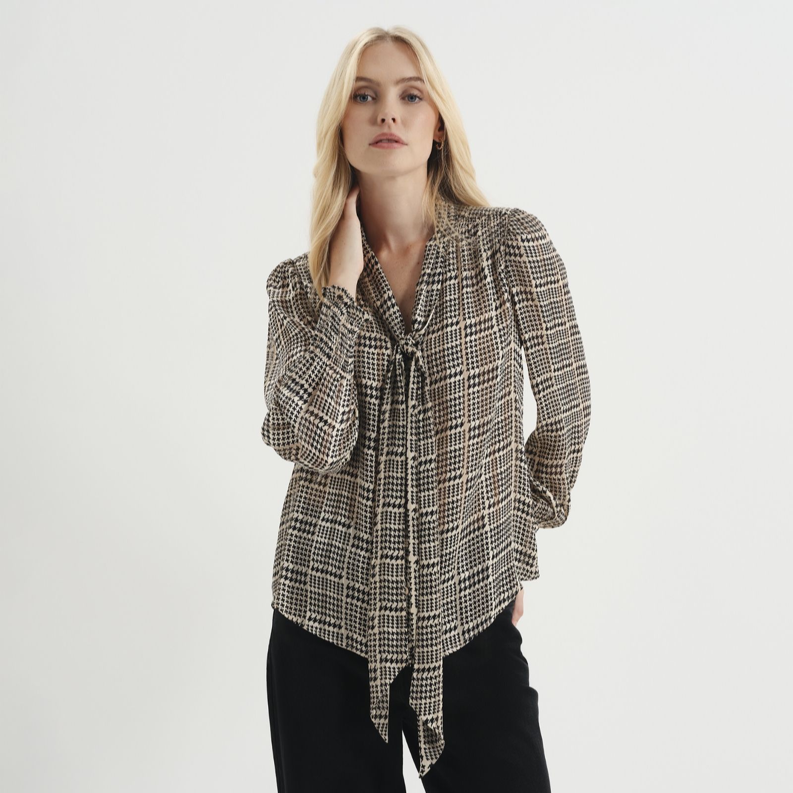 Finery London Mavis Satin Stripe Chiffon Blouse women's