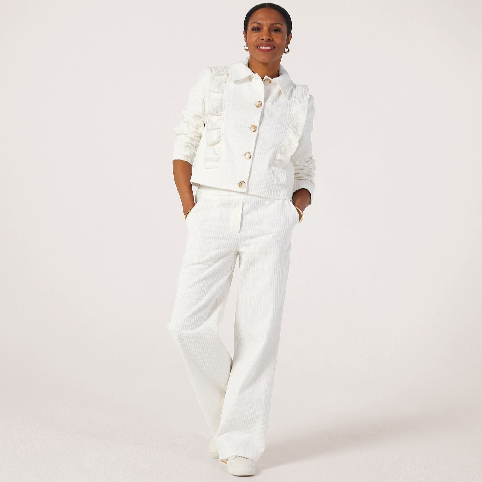 Helene Berman Natural Denim Detail Classic Trouser With Stretch Waist