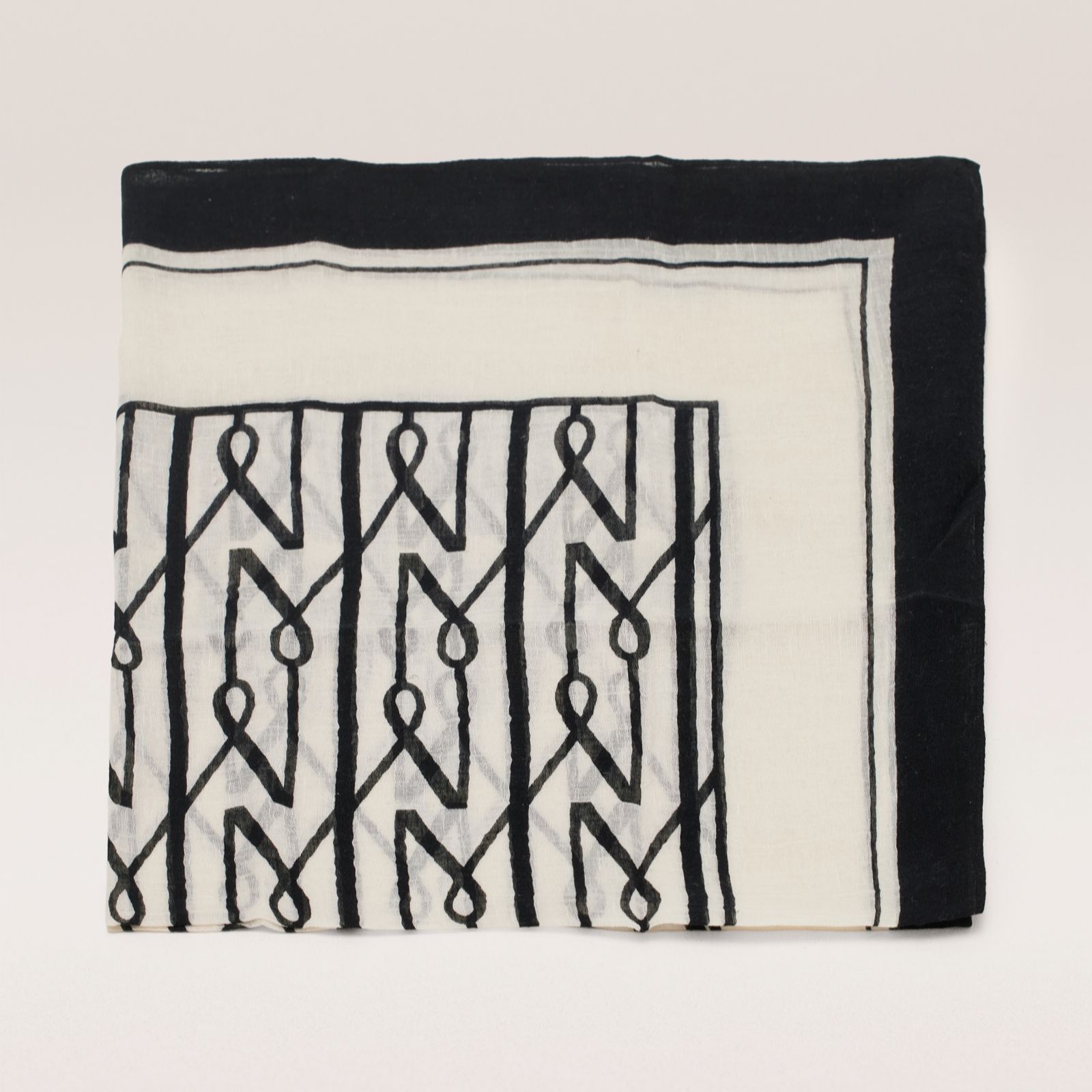 Masai Copenhagen Ivory & Black Avioneth Linen Blend Signature Scarf