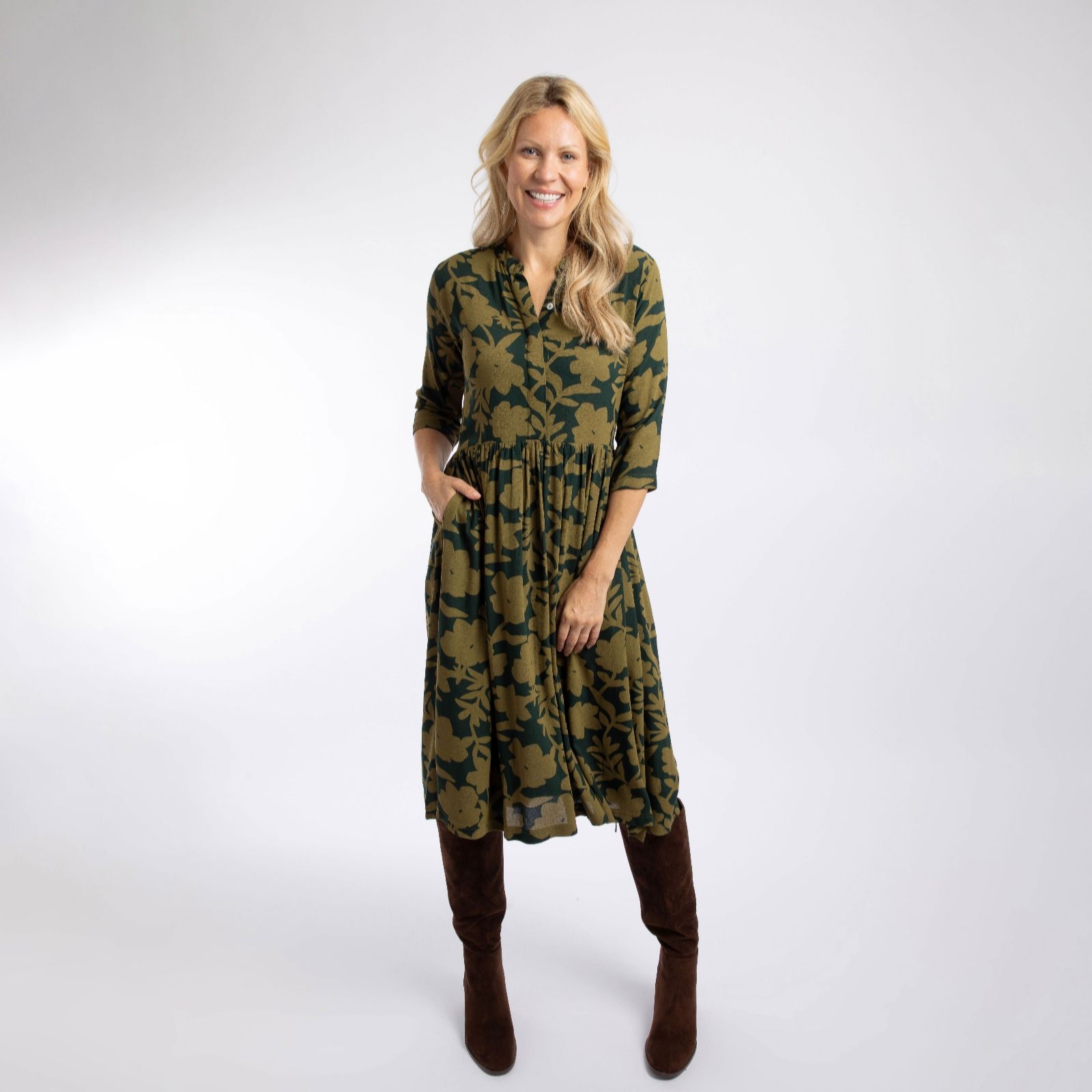 Weird Fish Hellen Crepe Viscose Printed Shirt Dress women's