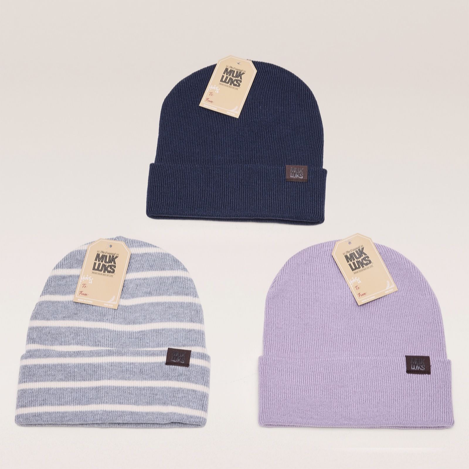 Muk Luks Pack of 3 Classic Beanie Hats women's