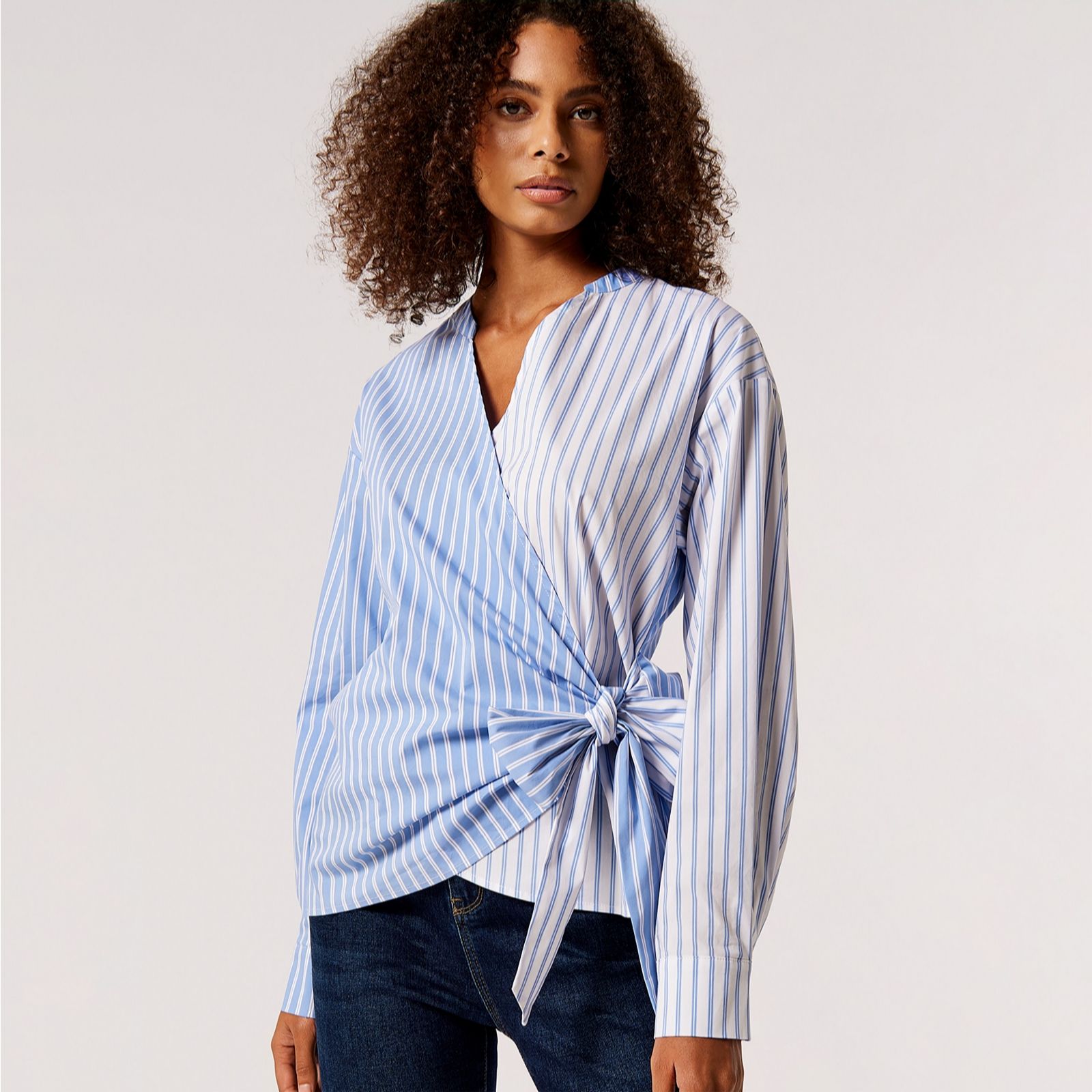 Apricot Multistripe Wrap Shirt