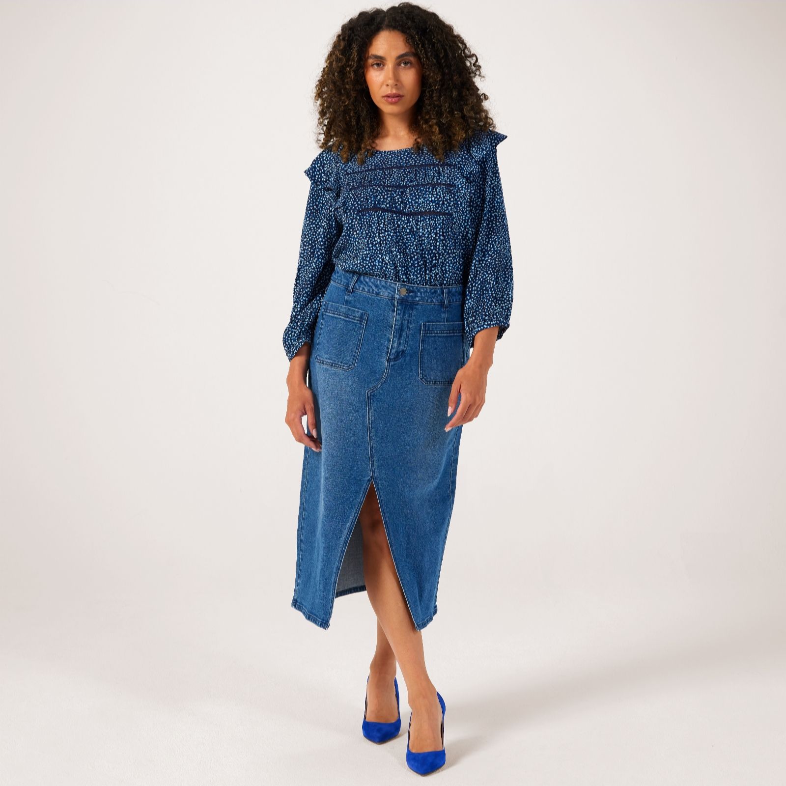 Dannii Minogue Ladder Trim Frill Blouse Petite