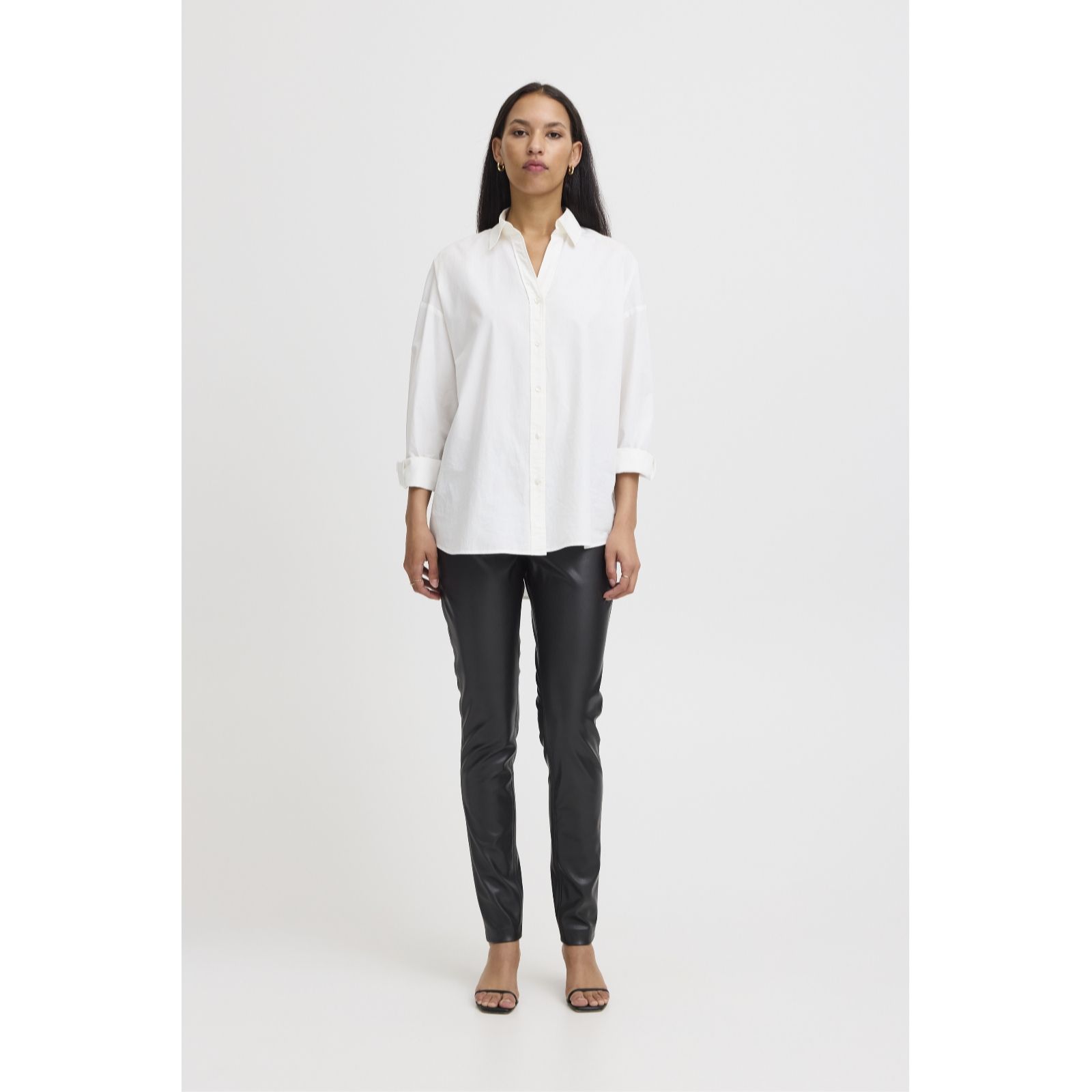 ICHI Commando Faux Leather Trousers