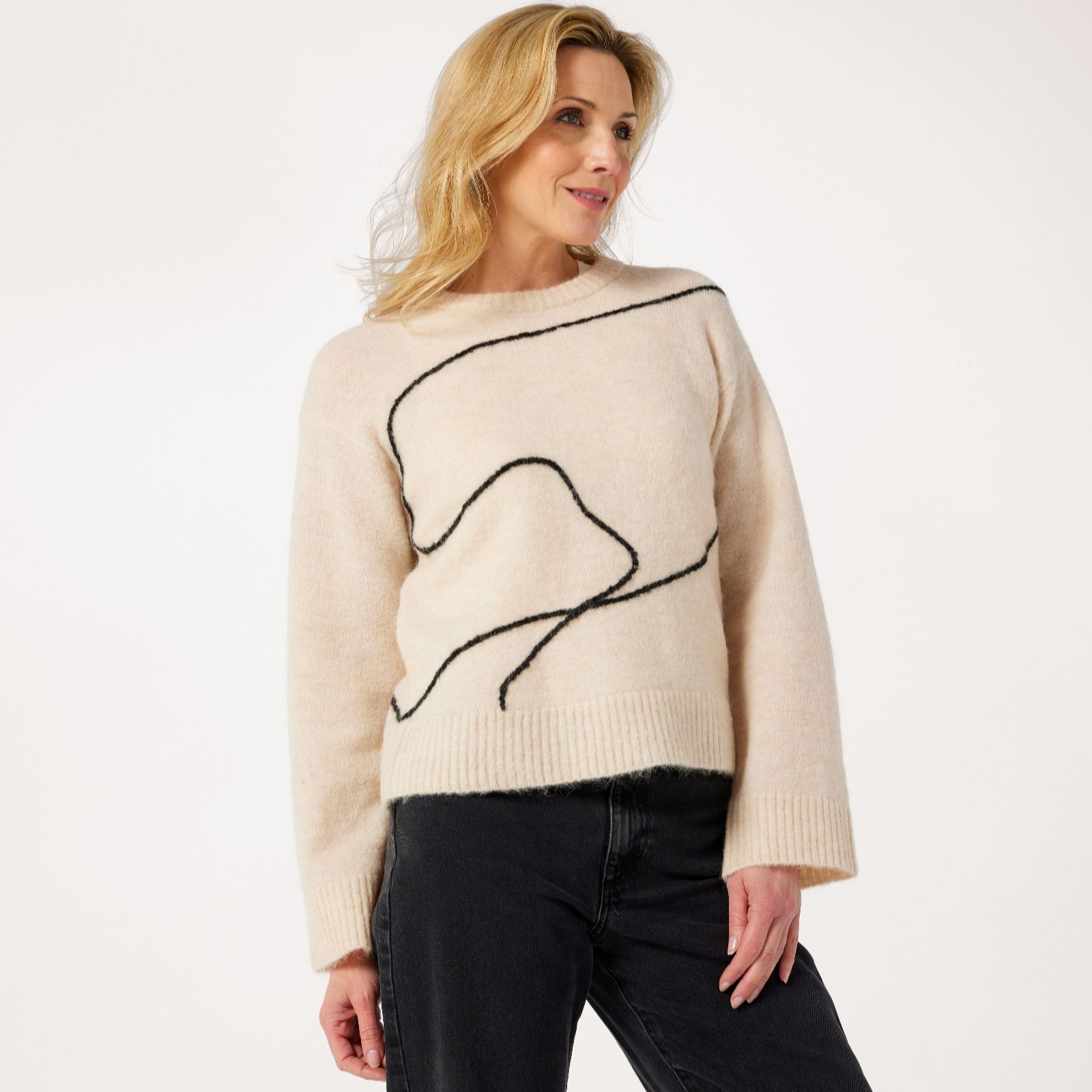Selected Femme Birch Sia Abstract Detail Knitted Jumper