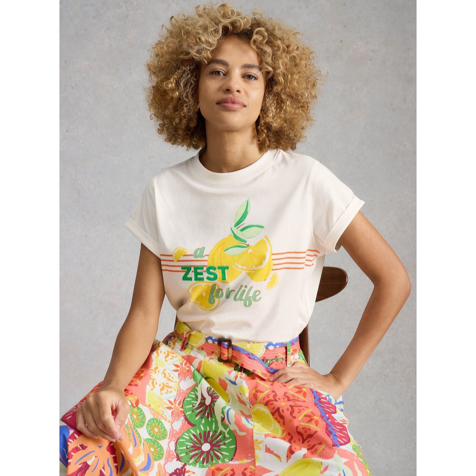 White Stuff Women's Ivory Gina Graphic Tee
