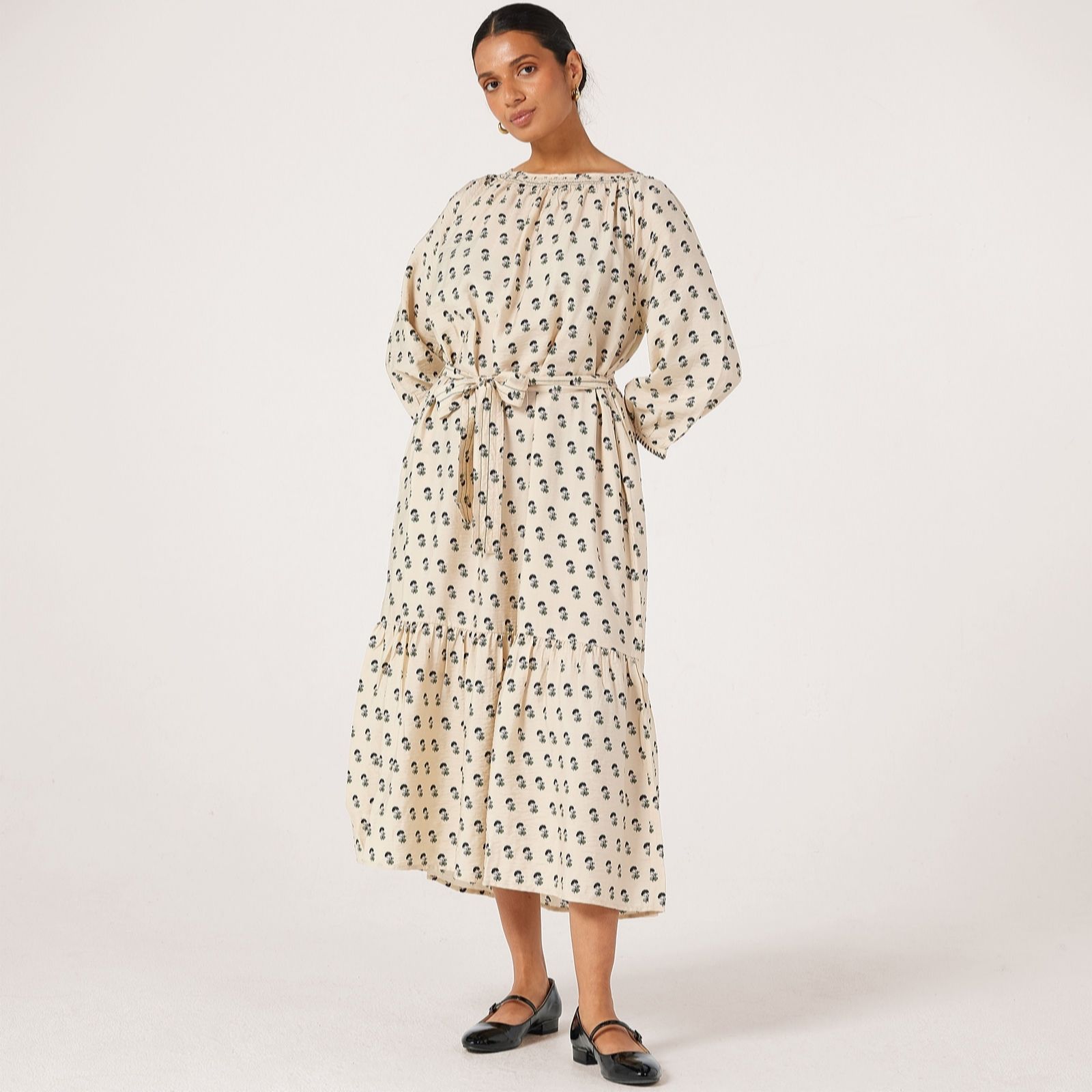 Masai Copenhagen Ivory Navelleth Printed Vicose Midi Dress