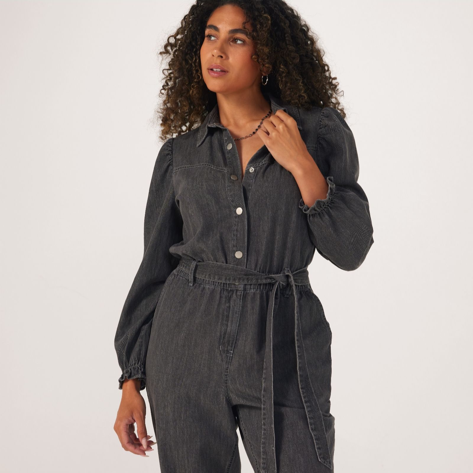 Dannii Minogue Denim Frill Sleeve Jumpsuit Standard