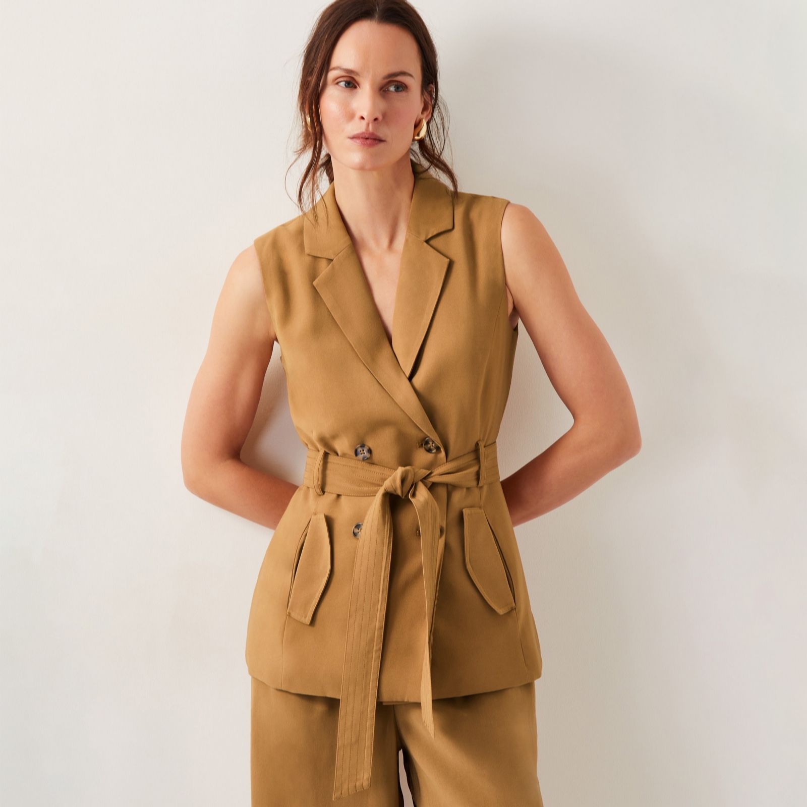 Monsoon Tobacco Nina Double Breasted Waistcoat