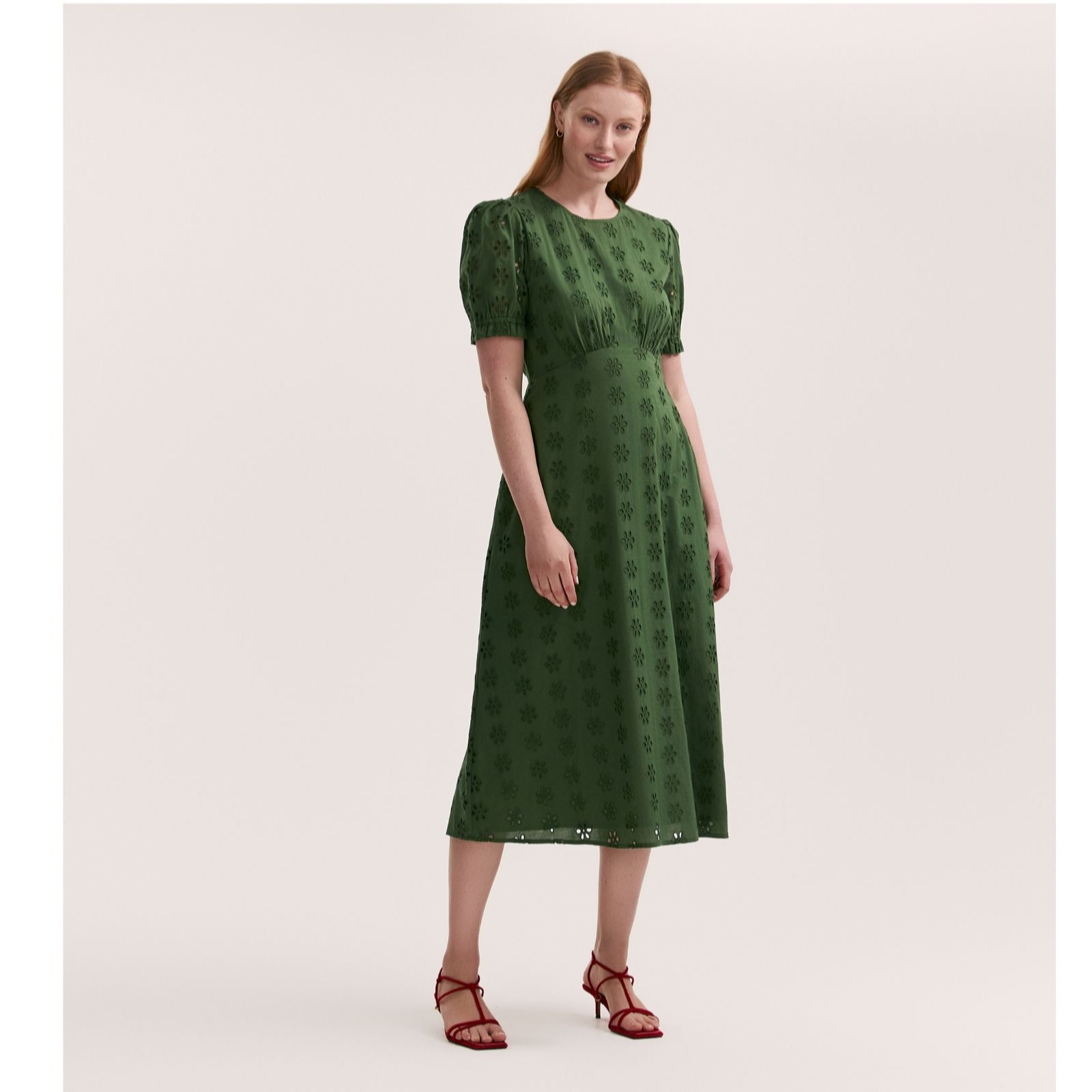 Finery London Cotton Broderie Midi Dress