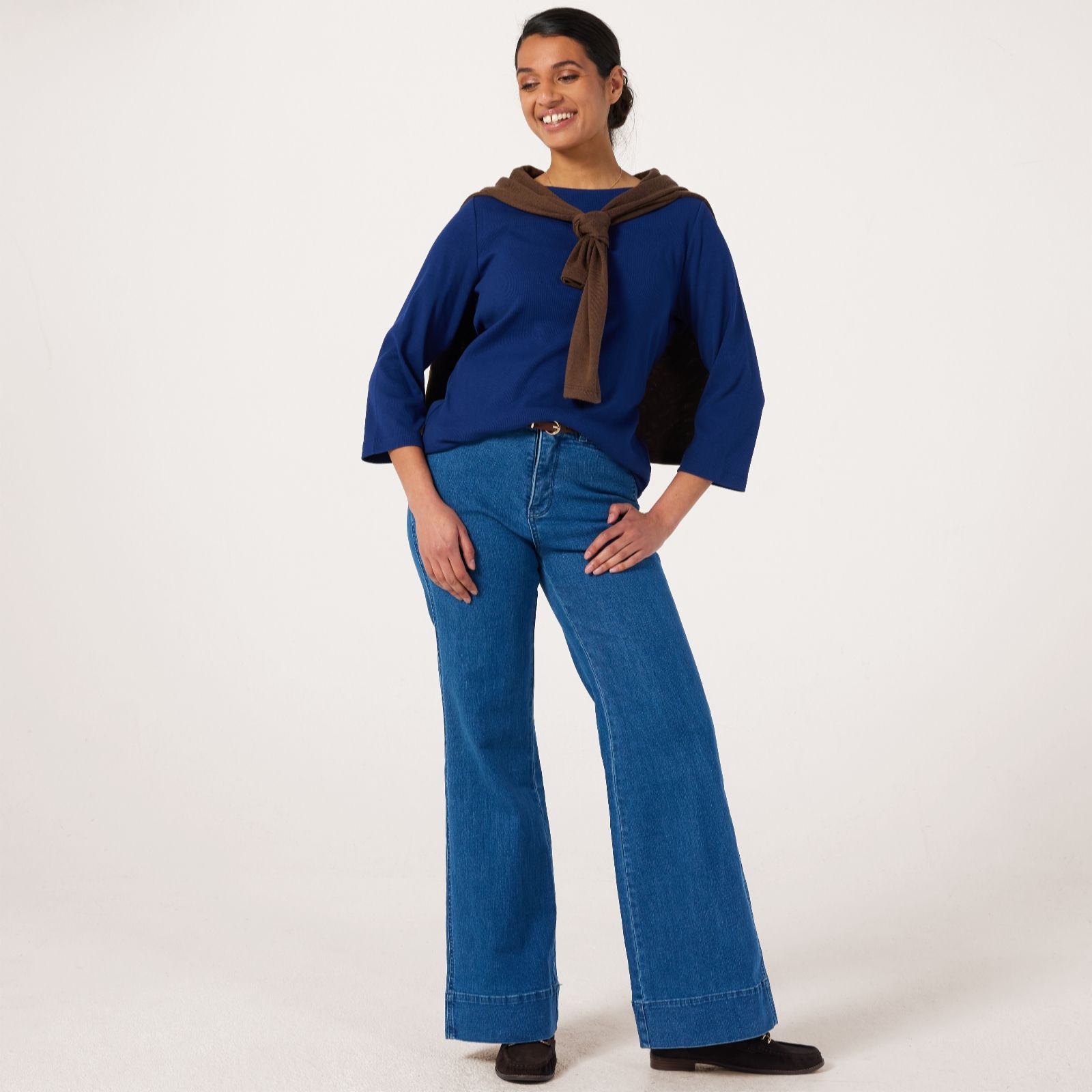 WynneDenim Flare Trousers with Curved Pocket Standard women's