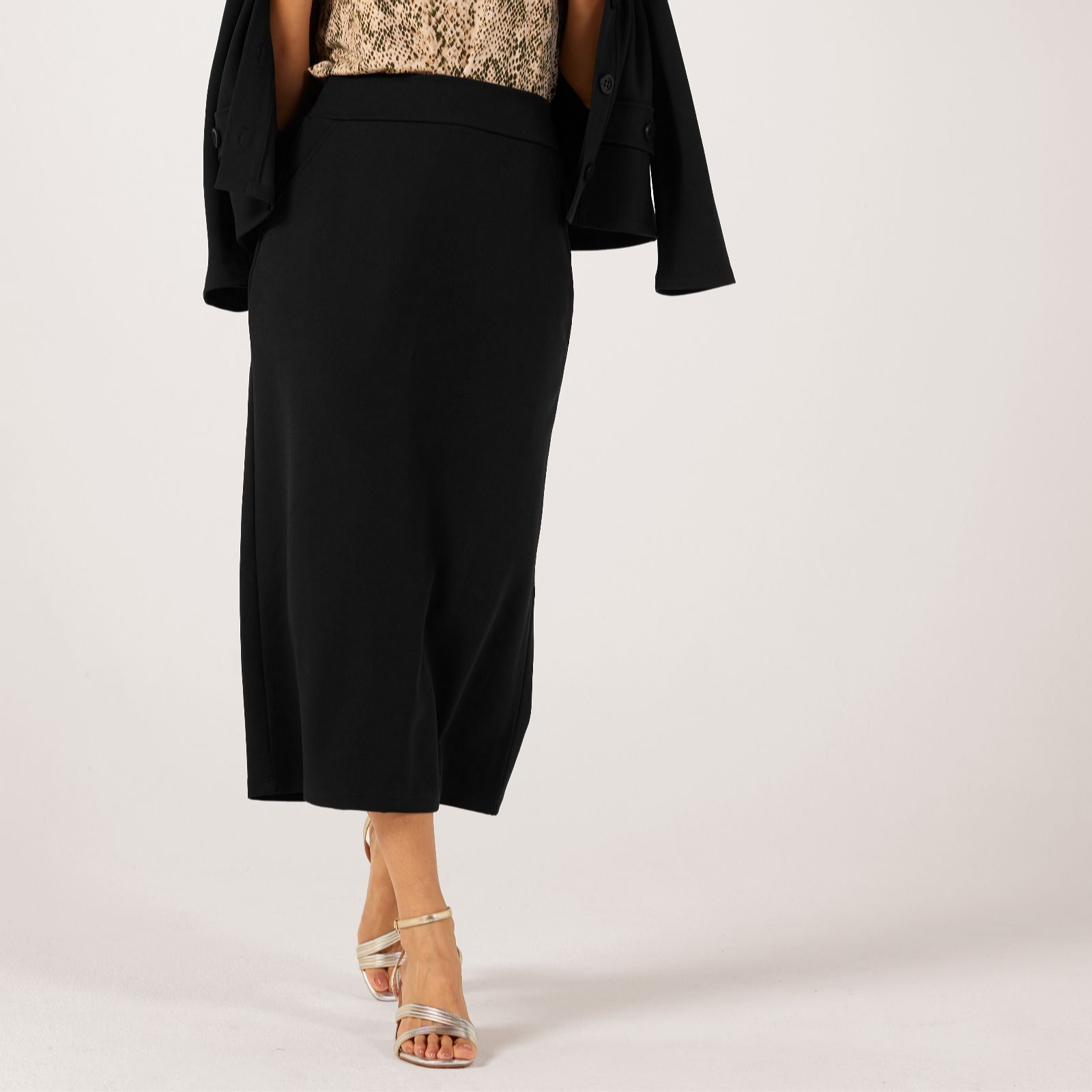 Kim & Co Ponte Crepe Long Skirt with Slit