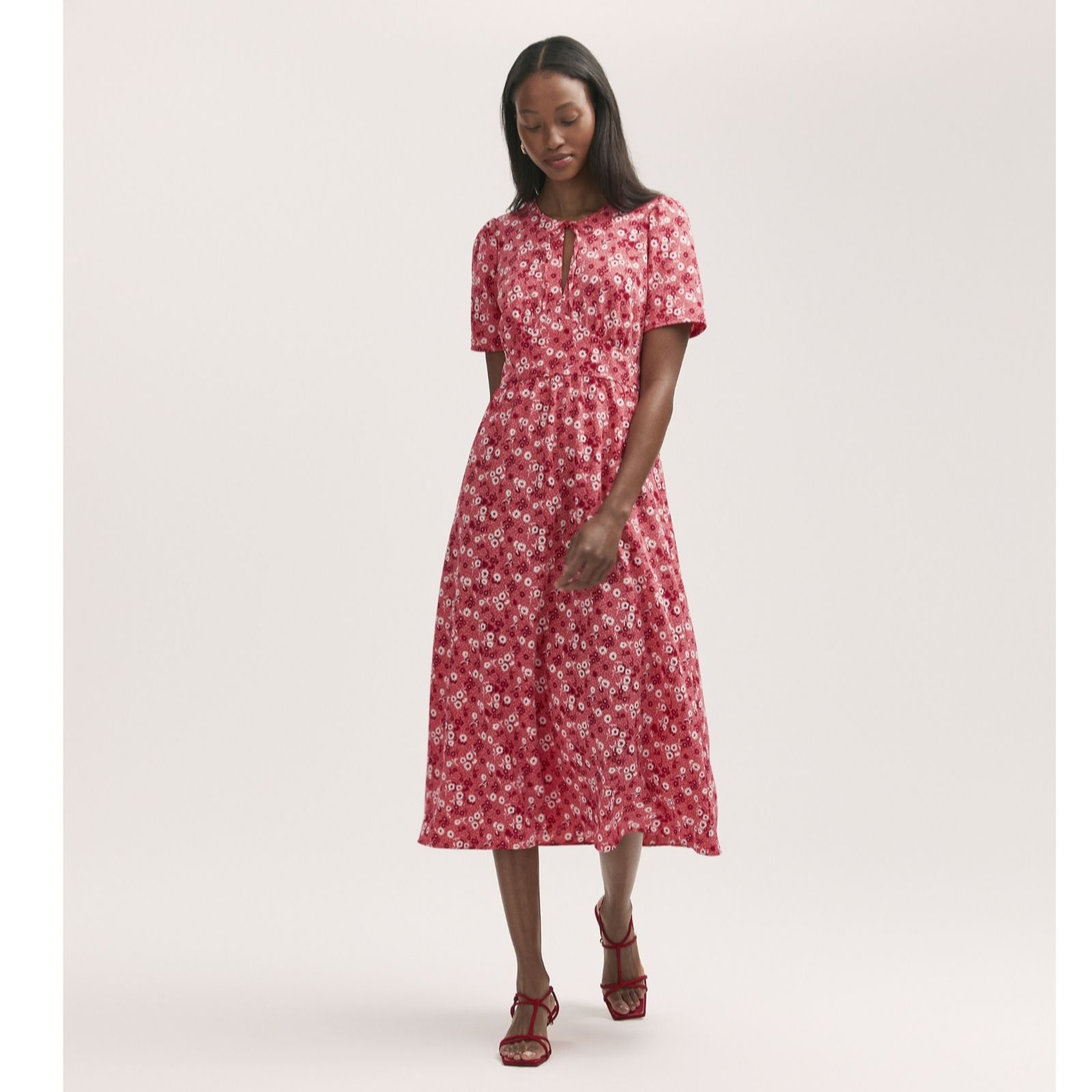 Finery London Mairead Printed Dress with Tie Neck Detail