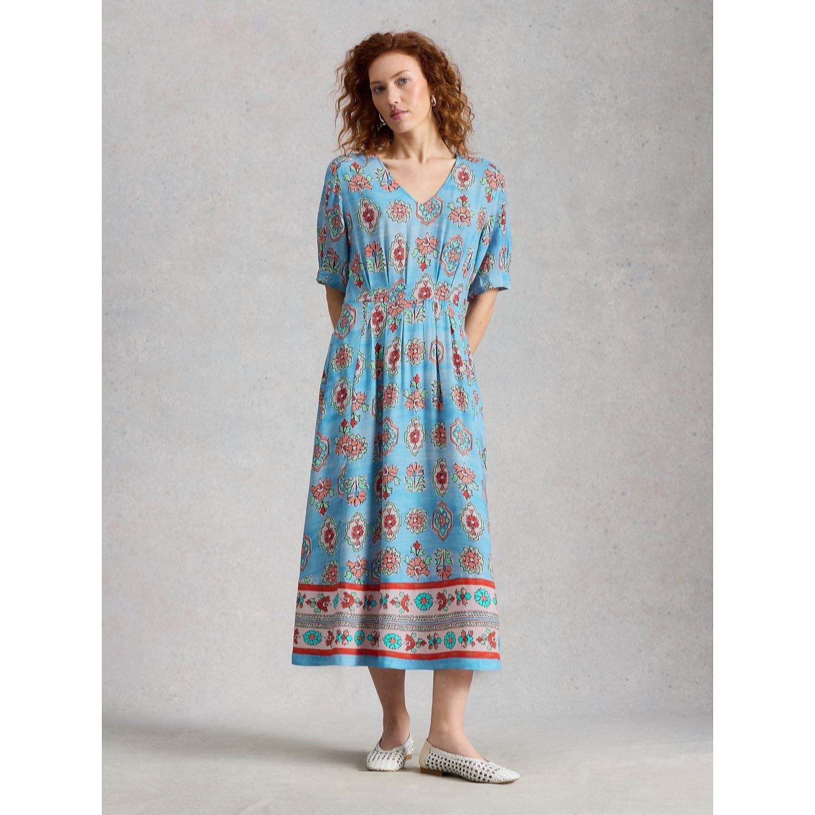 White Stuff Women's Blue Multi Kate Midi Dress