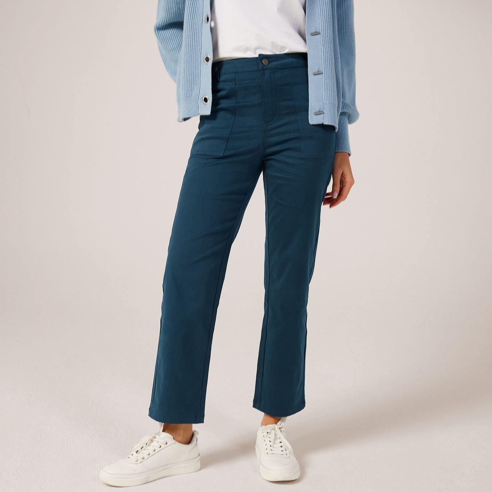 Denim & Co Brushed Sateen Straight Leg Trousers