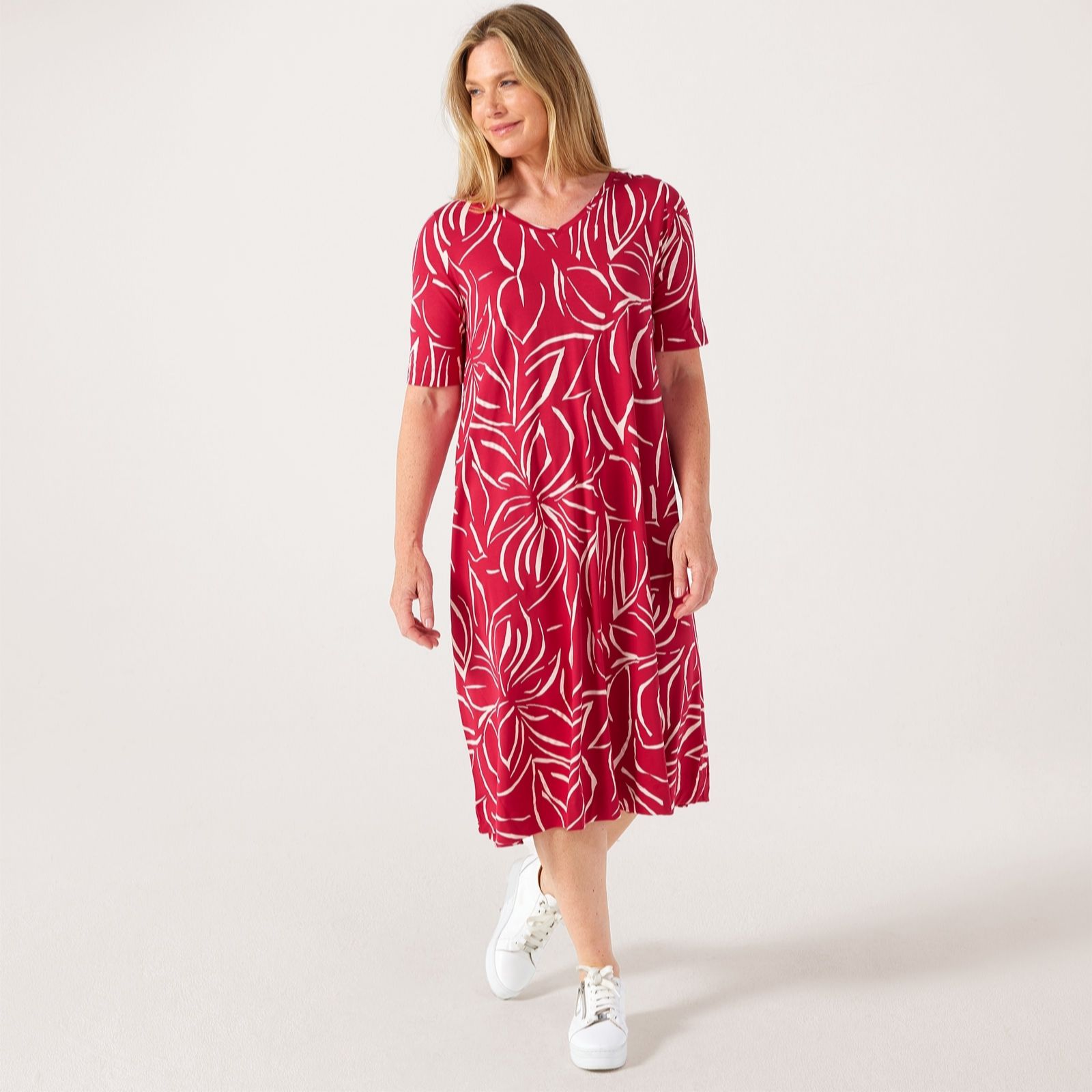 Masai Copenhagen Monochrome Nyree Printed Viscose Jersey Short Sleeve Dress