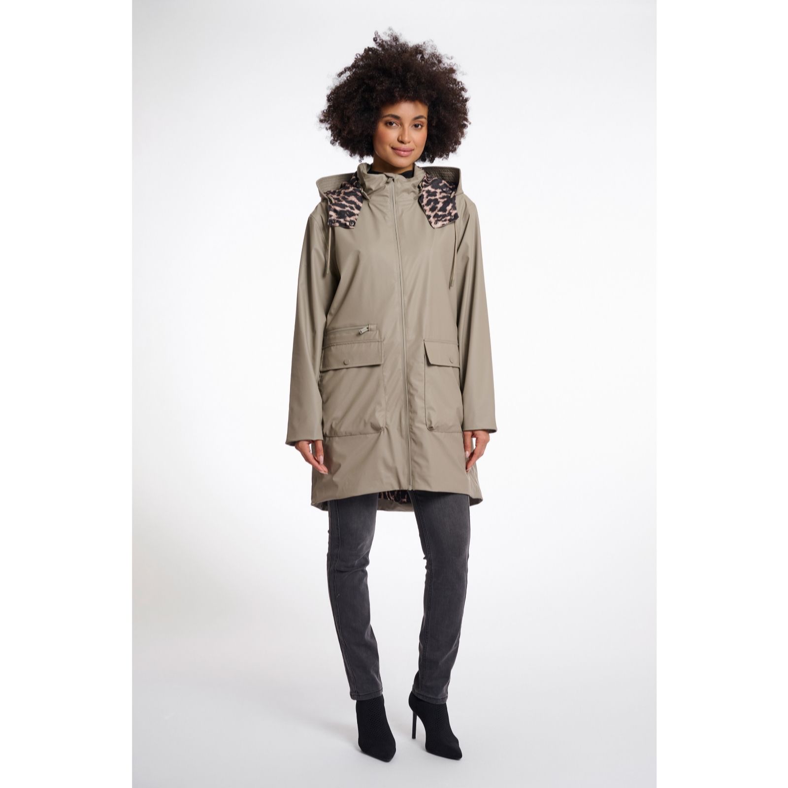 Rino & Pelle Blue Dagmar Animal Lining Raincoat With Removable Hood