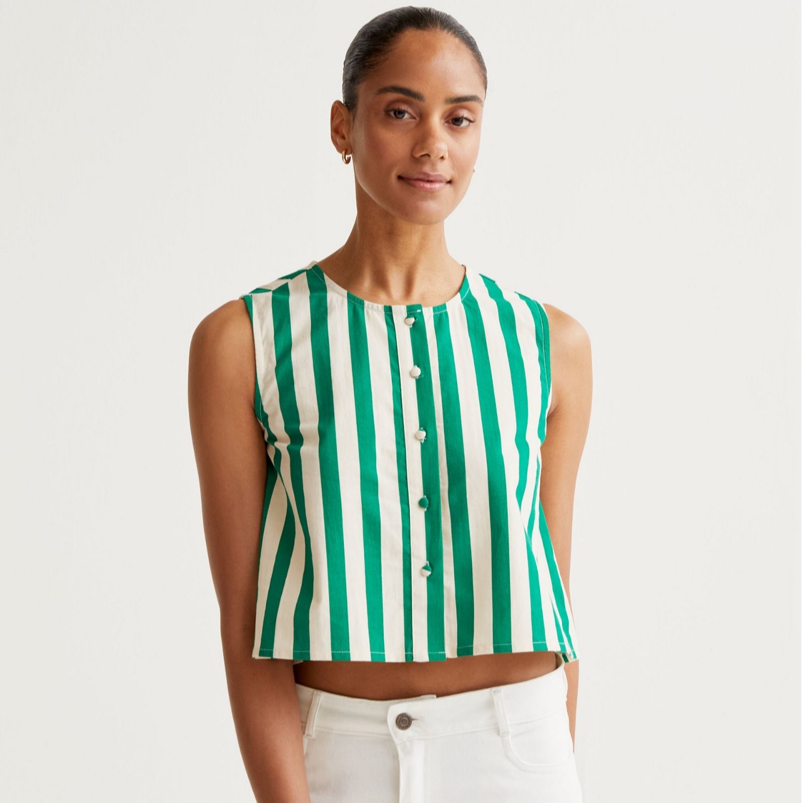 Compania Fantastica Green Bamboo Striped Top