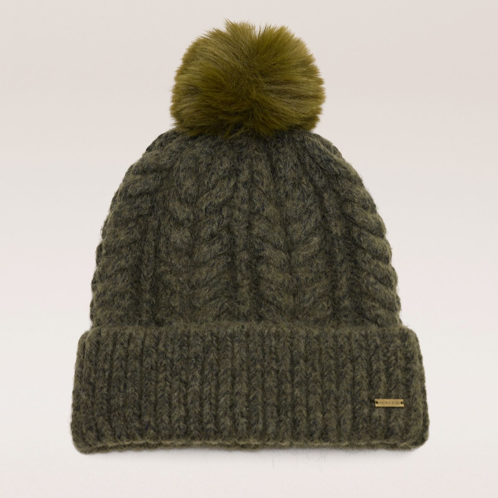 Weird Fish Allerton Cable Knit Bobble Hat women's