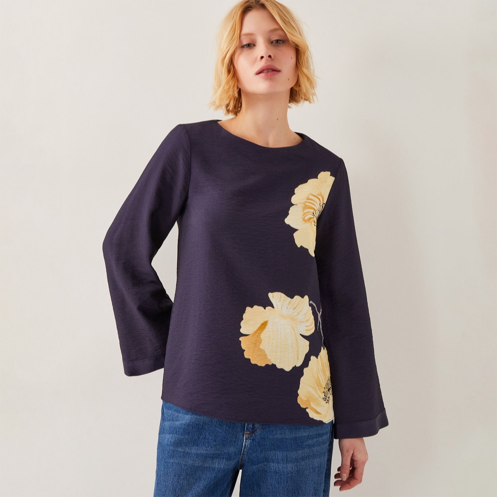 Monsoon Navy Ferne Floral Top