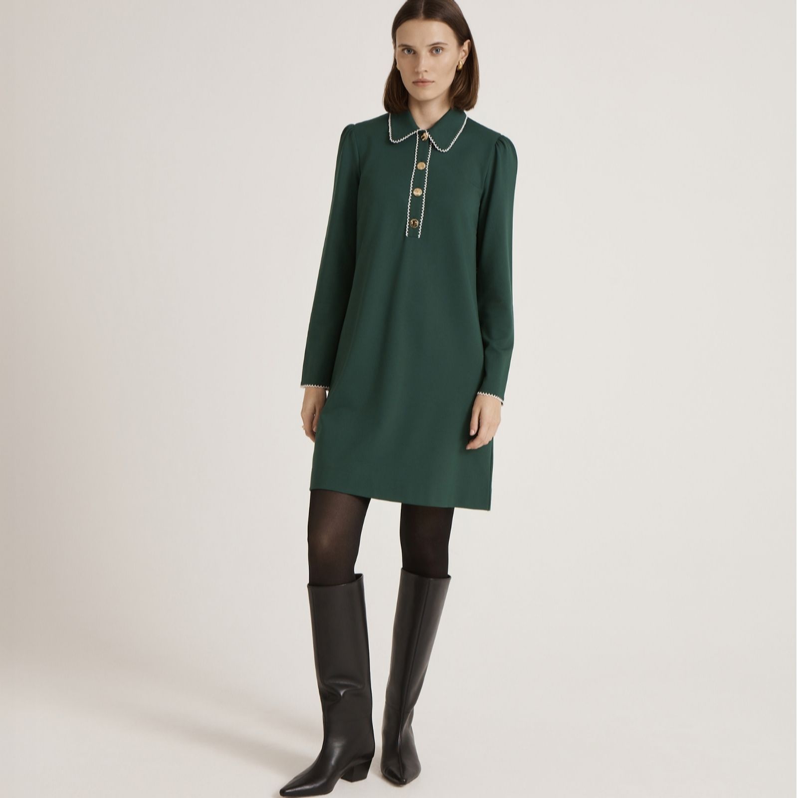 Finery London Ponte Ronnie Dress with Collar women's