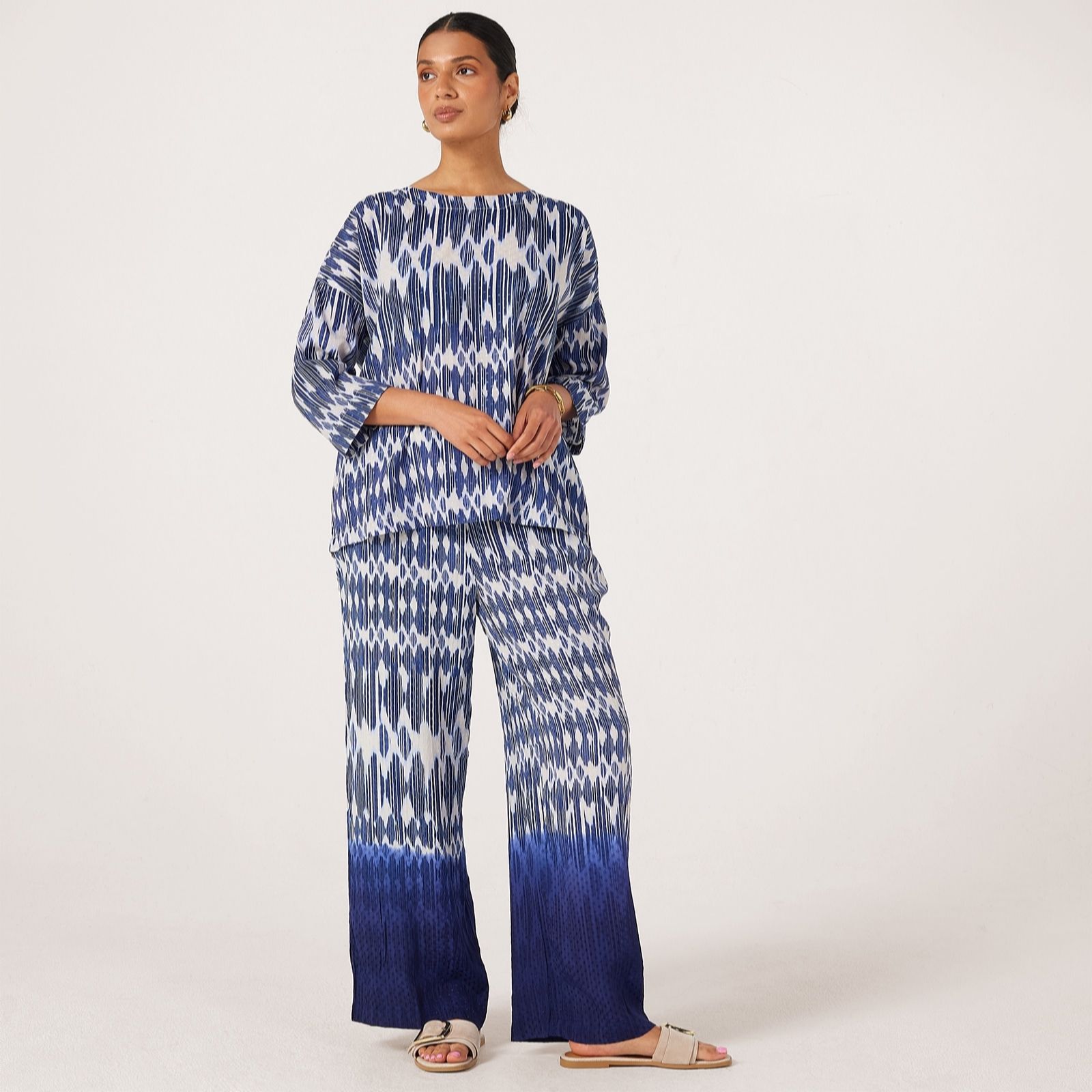 Masai Copenhagen Blue Psamathe 100% Viscose Printed Trousers