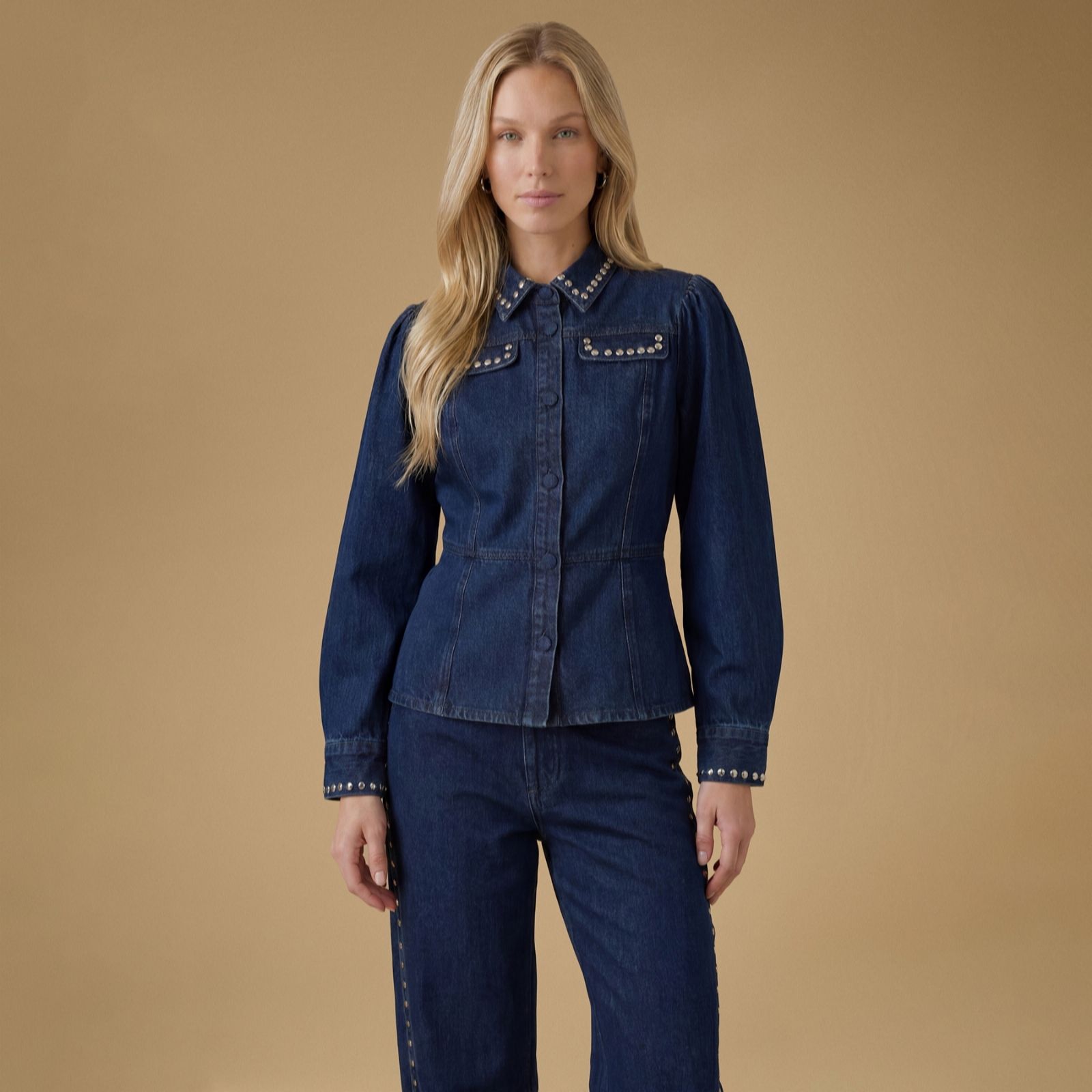 Oasis Embellished Collar Denim Jacket women's