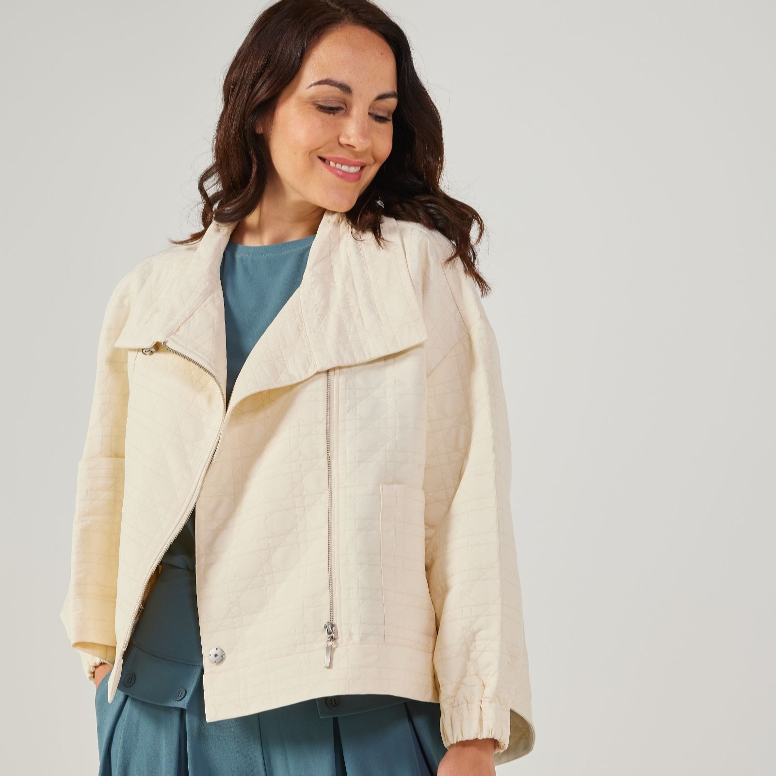 Marlawynne Women's Creme Fresh Wynne Collection Jacquard Jacket