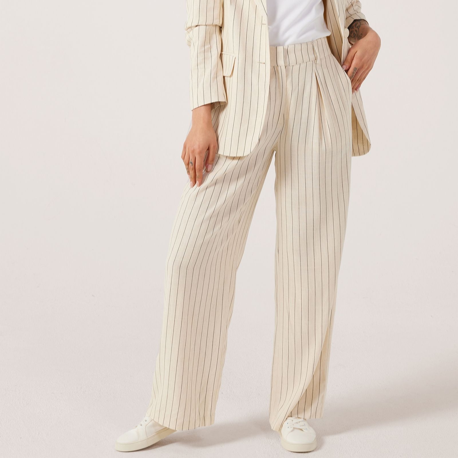 Ben De Lisi Pinstripe Linen Blend Trousers Standard