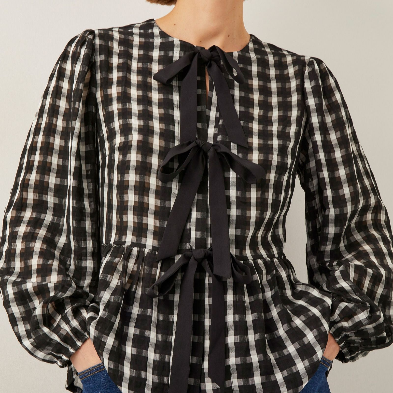 Monsoon Violet Check Blouse