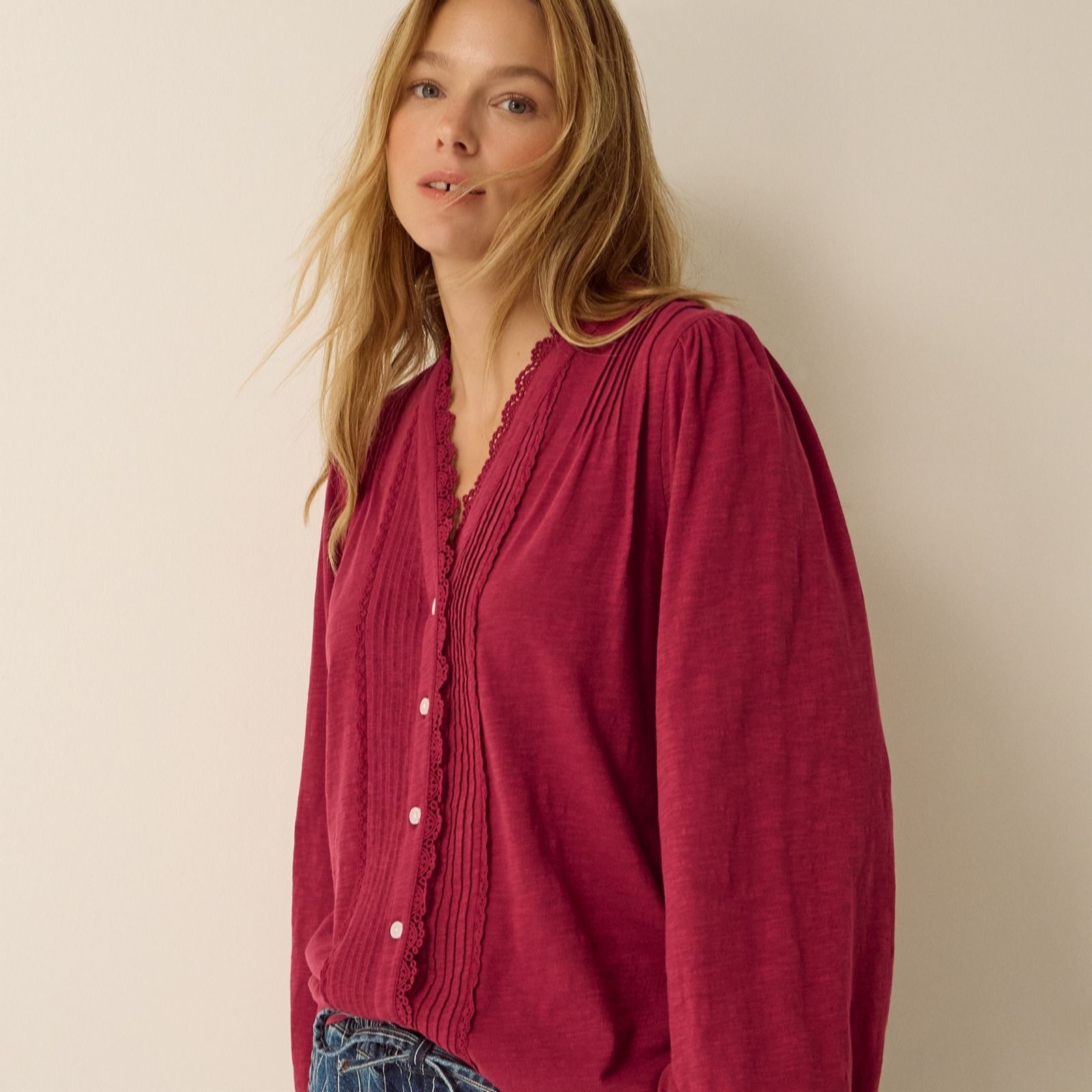 Monsoon Women's Burgundy Jenny Jersey Shirt