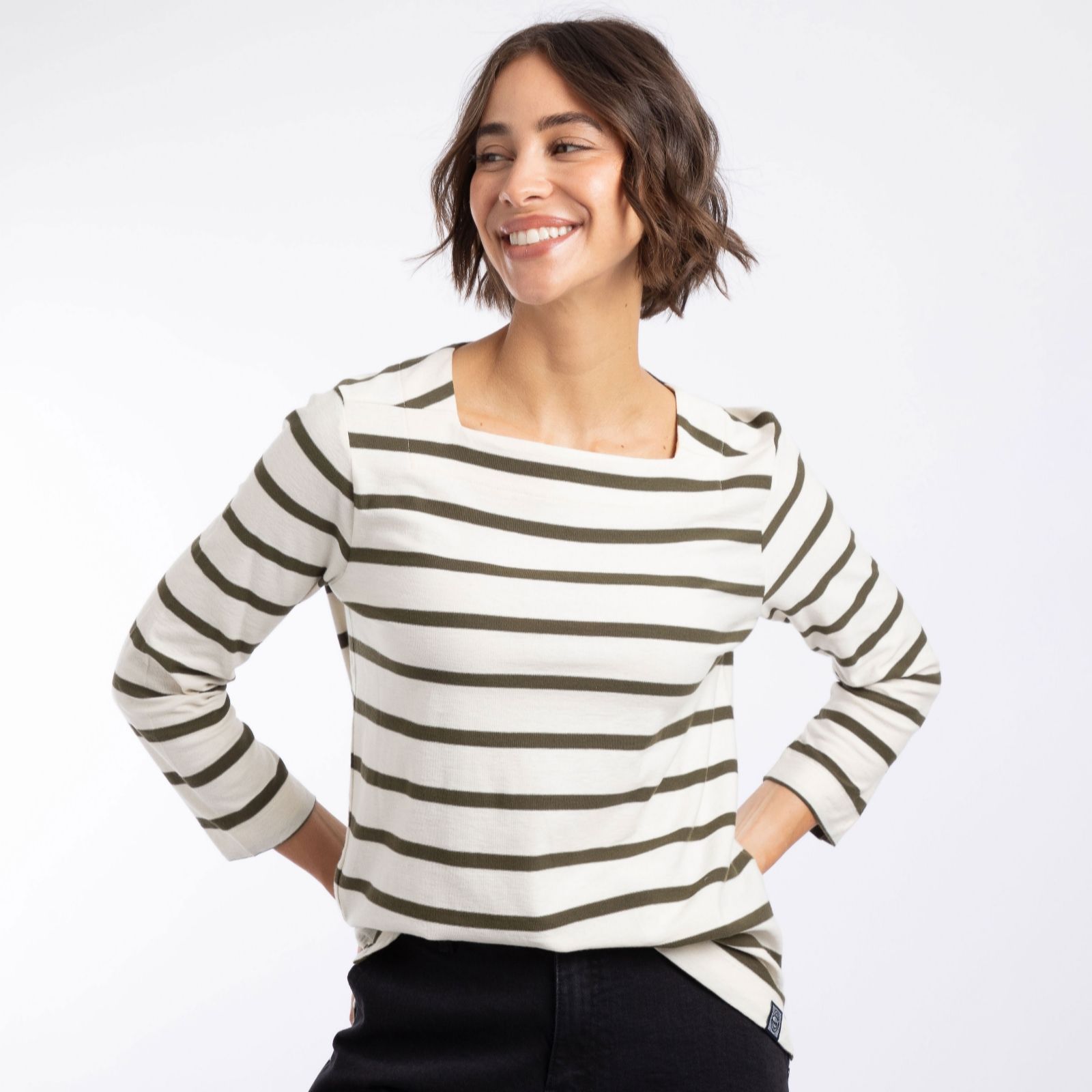 Weird Fish Women's Saffira Cotton Jersey Stripe Top in Light Green | Size: 8