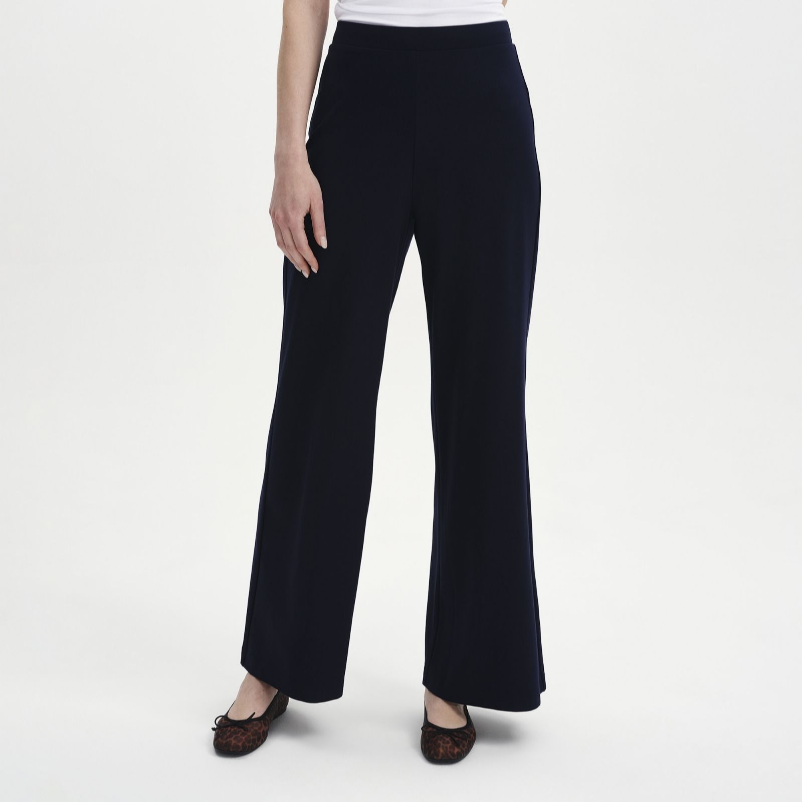Reyna Navy Ponte Jersey Wide Leg Trousers Size: 8S