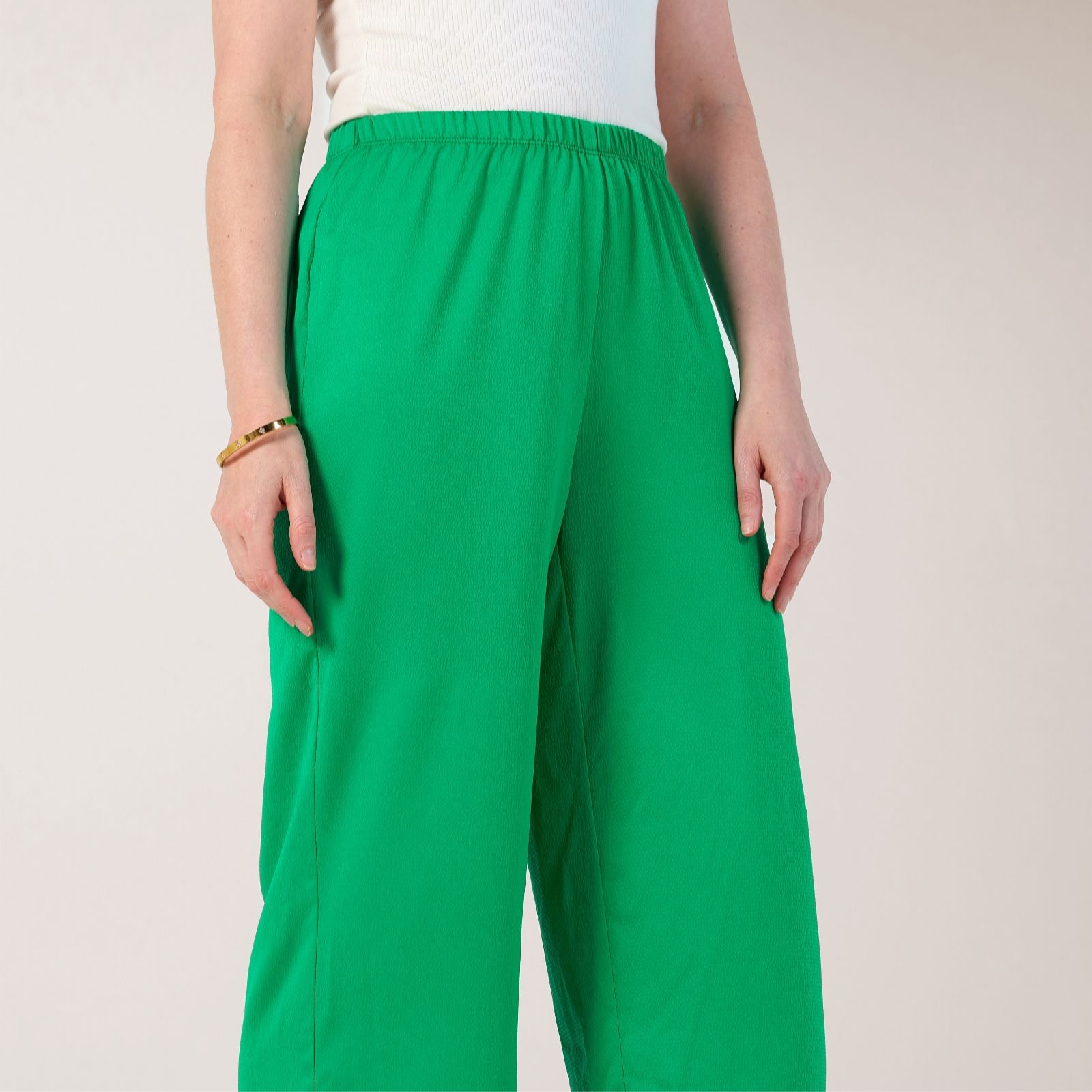 Kim & Co Black Multi Textured Satin Palazzo Trousers Standard