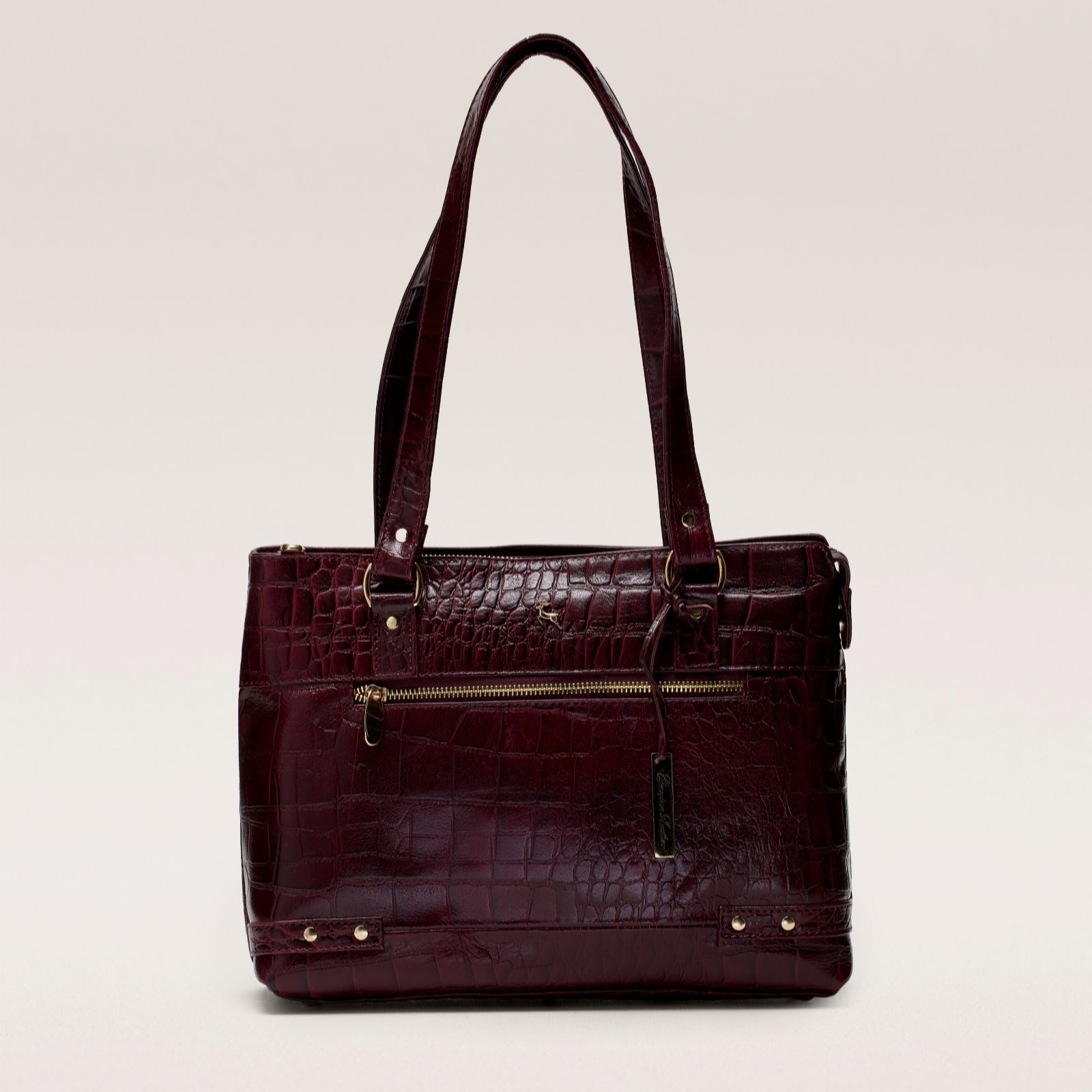 Ashwood Leather Croc Medium Shoulder Bag